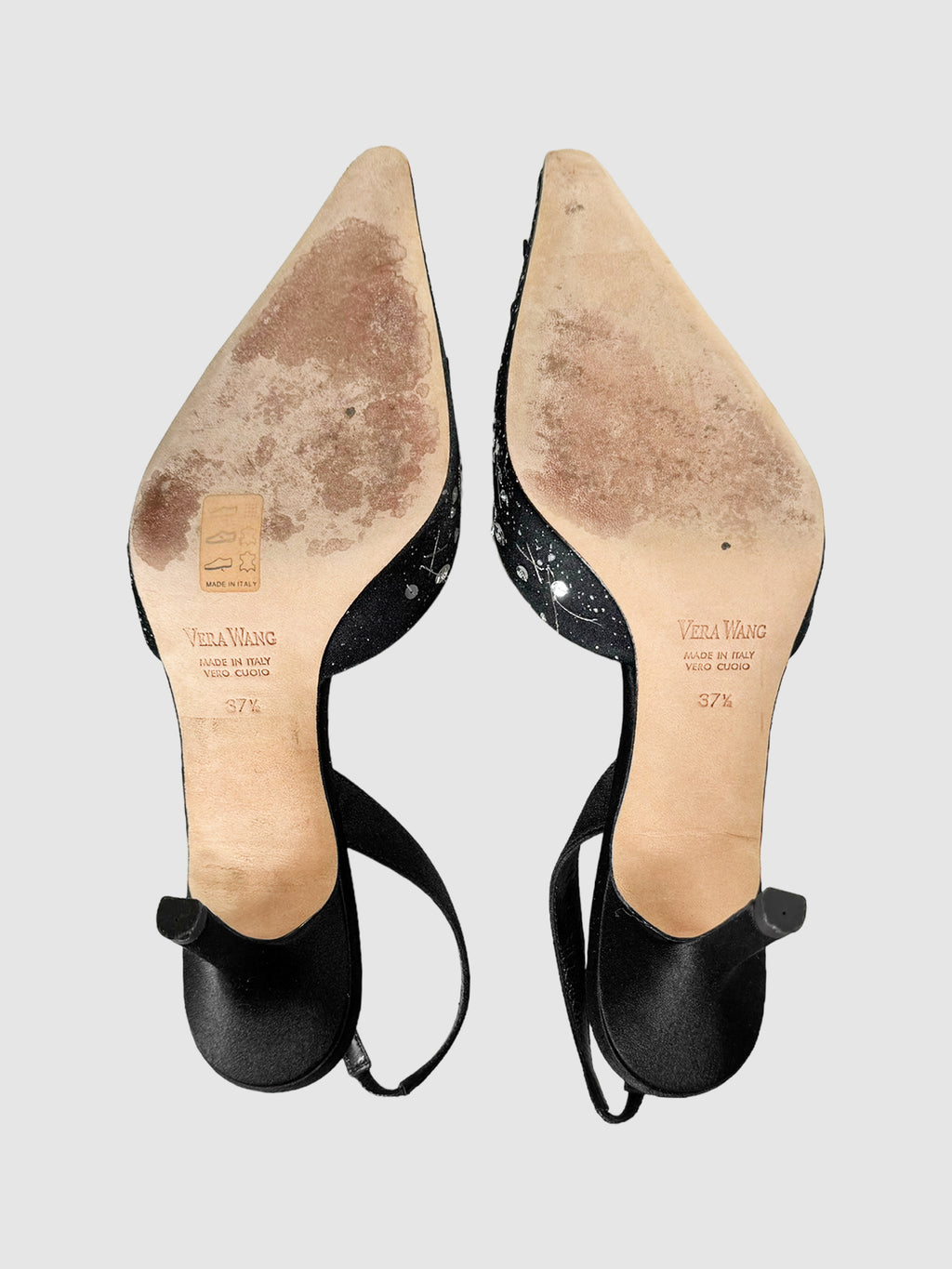 Satin Sequin Slingback Pumps - Size 37.5