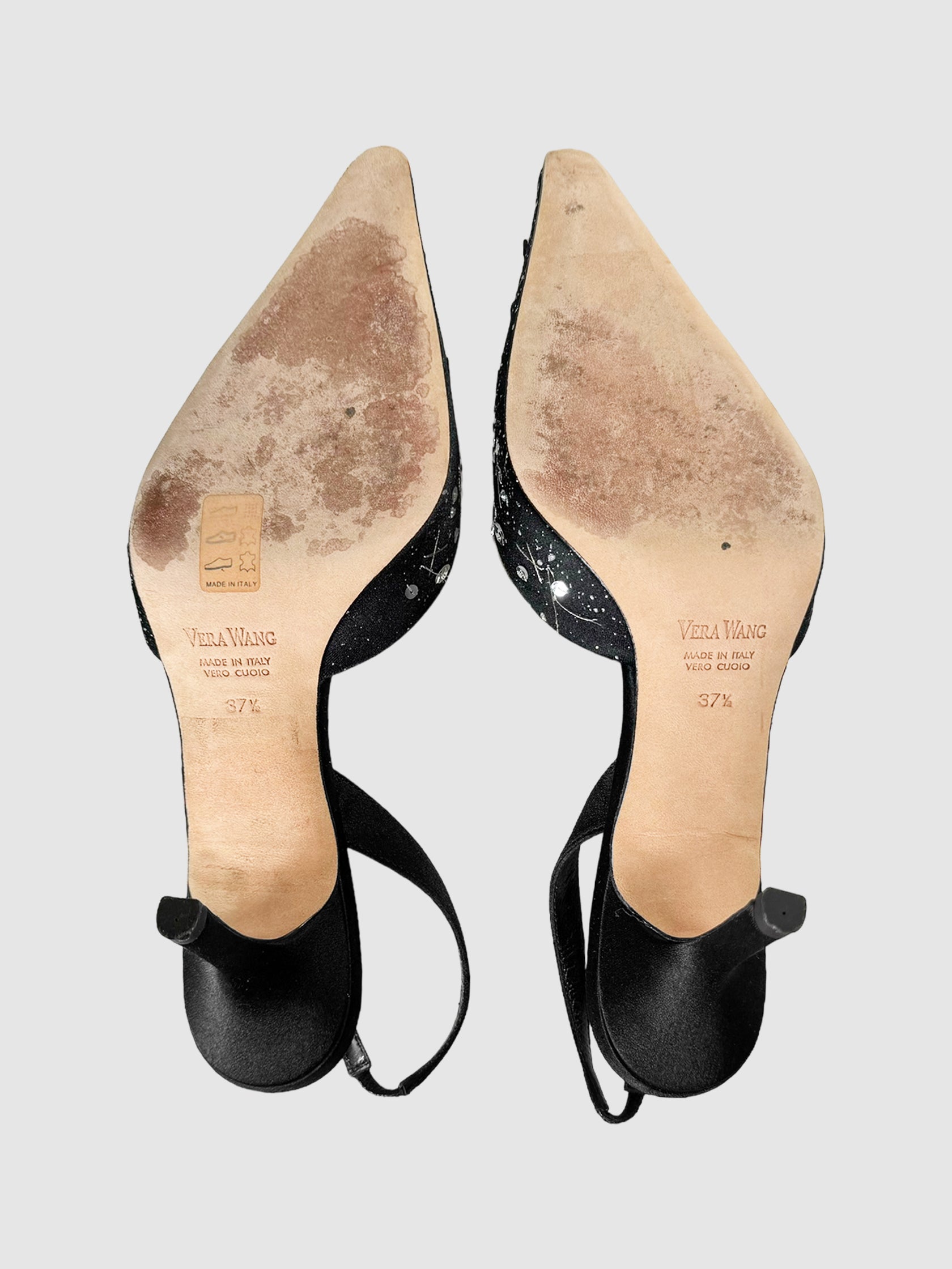 Satin Sequin Slingback Pumps - Size 37.5