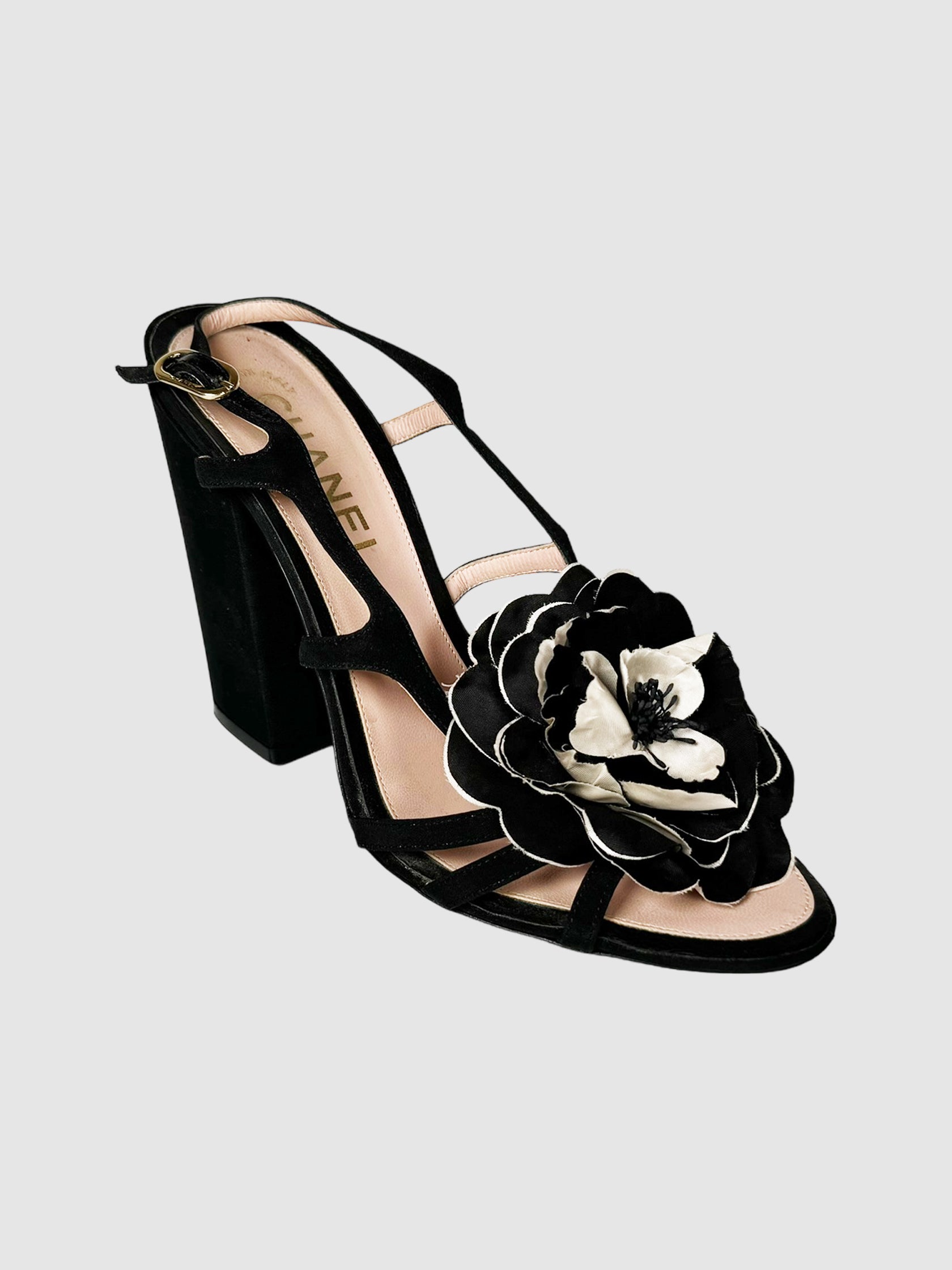 Camellia Satin Block Heels - Size 38