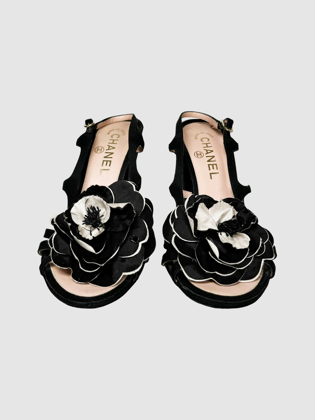 Camellia Satin Block Heels - Size 38