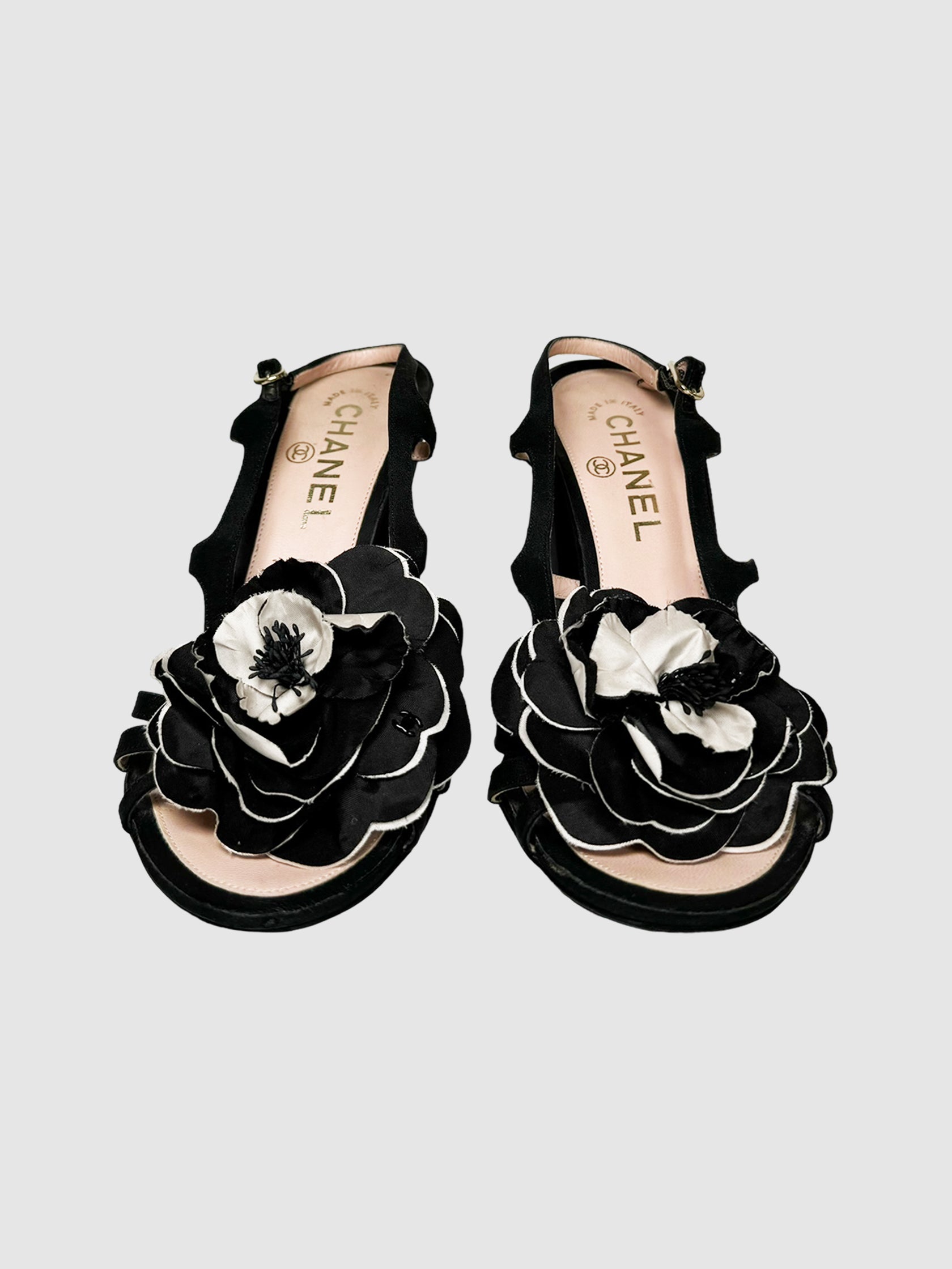 Camellia Satin Block Heels - Size 38
