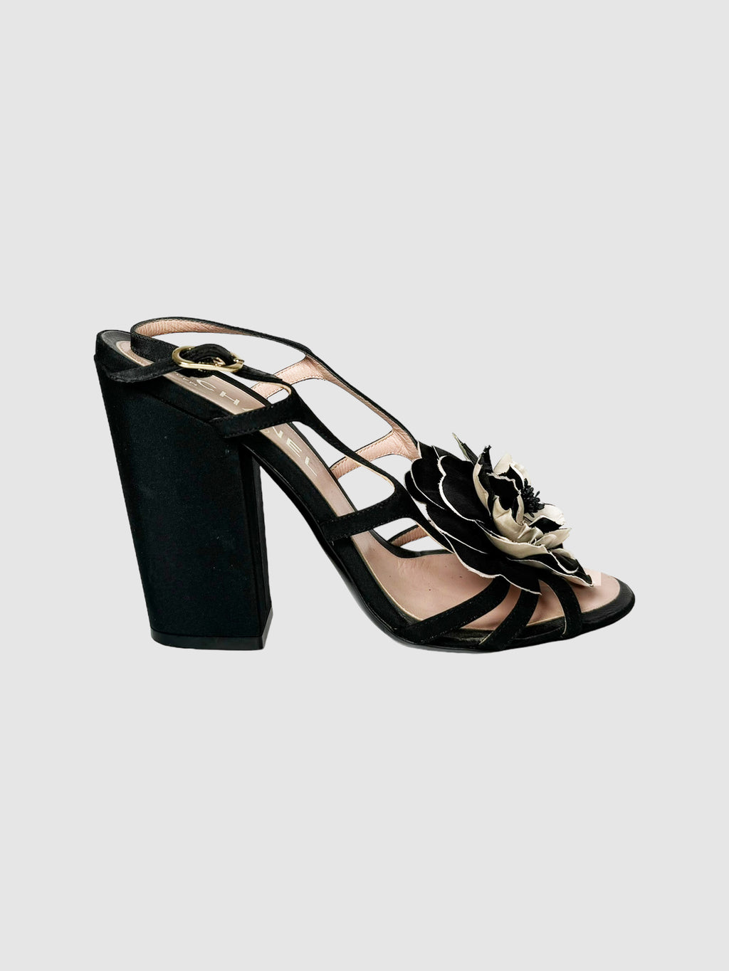 Camellia Satin Block Heels - Size 38