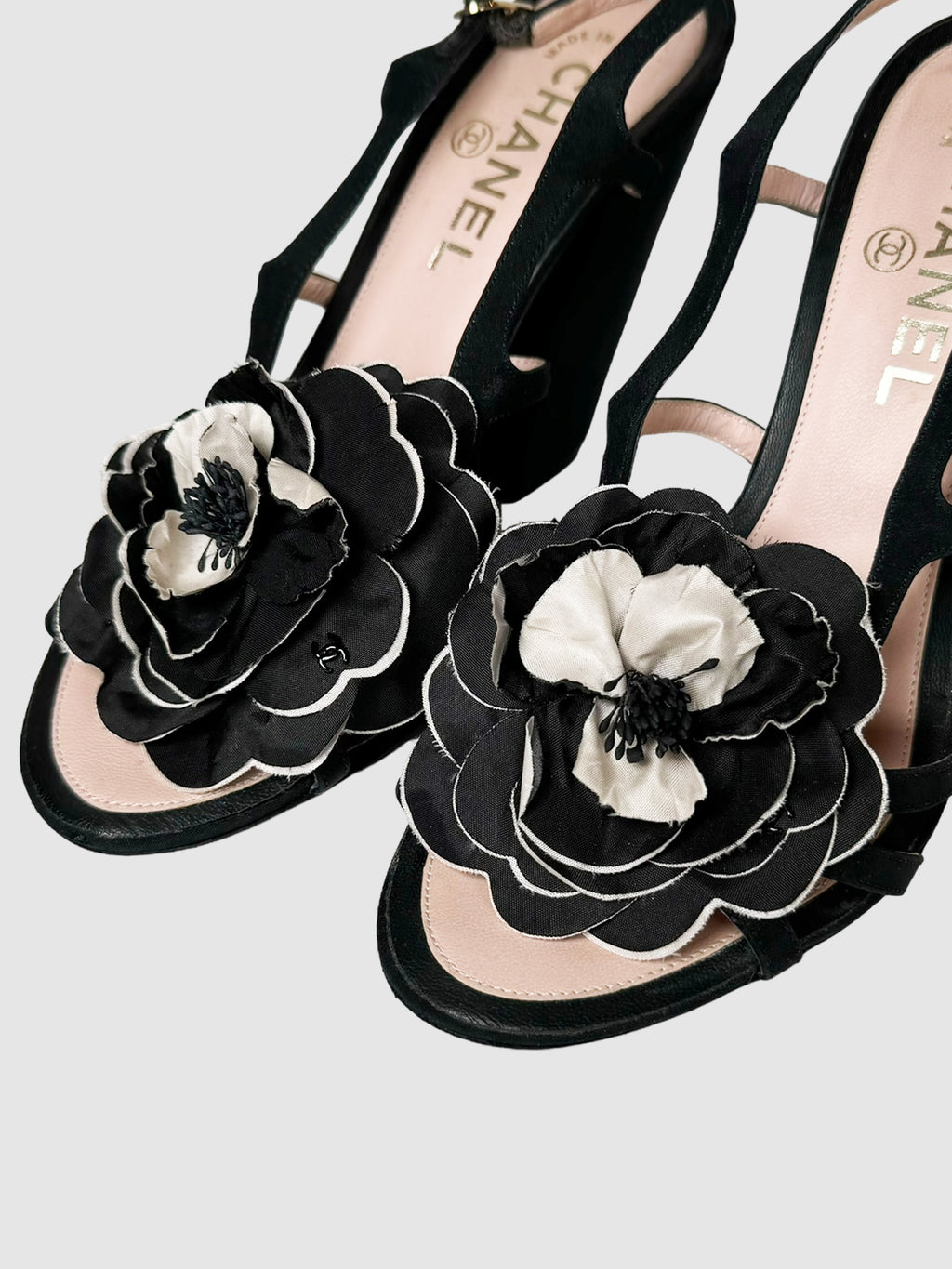 Camellia Satin Block Heels - Size 38