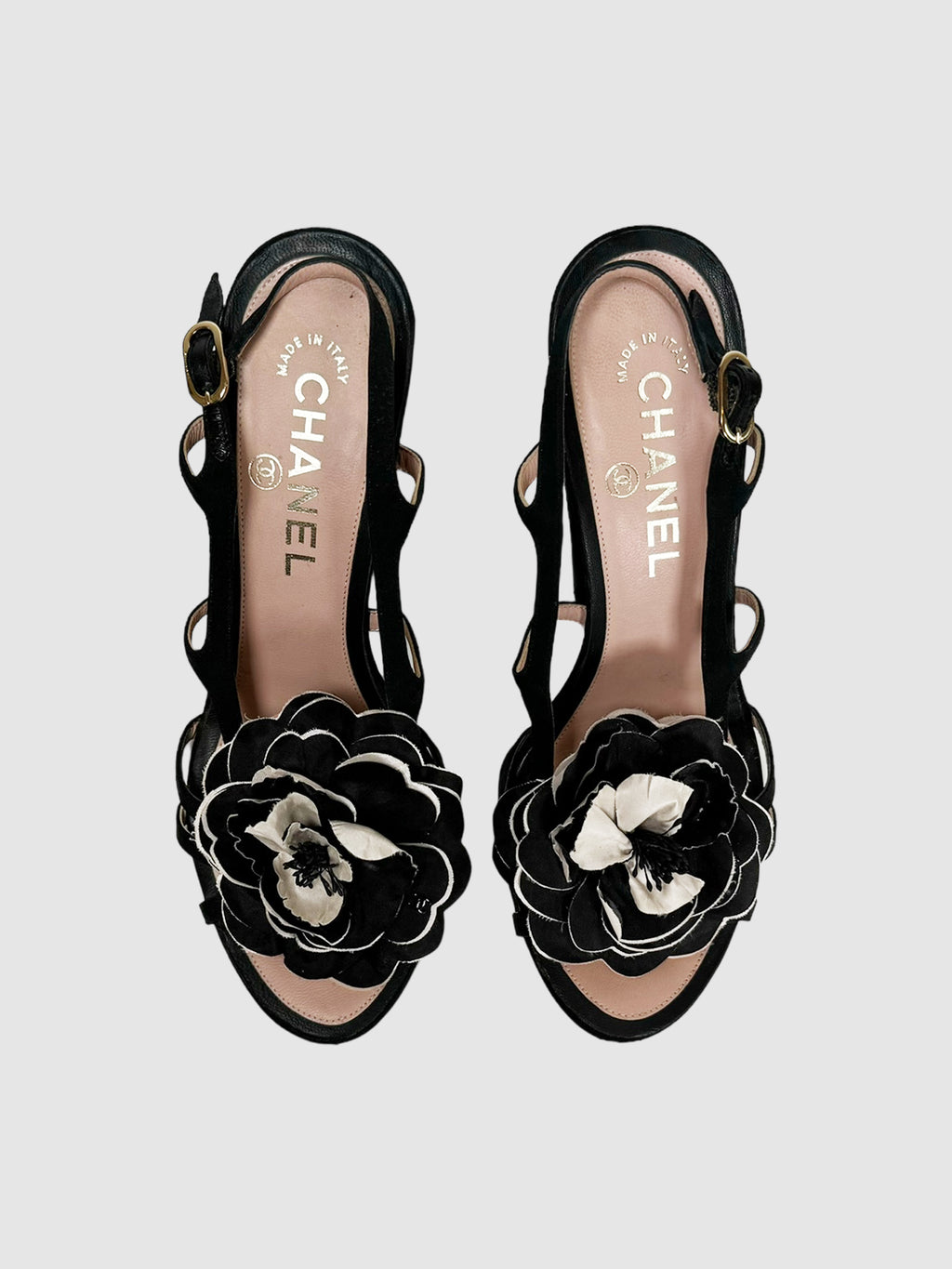 Camellia Satin Block Heels - Size 38