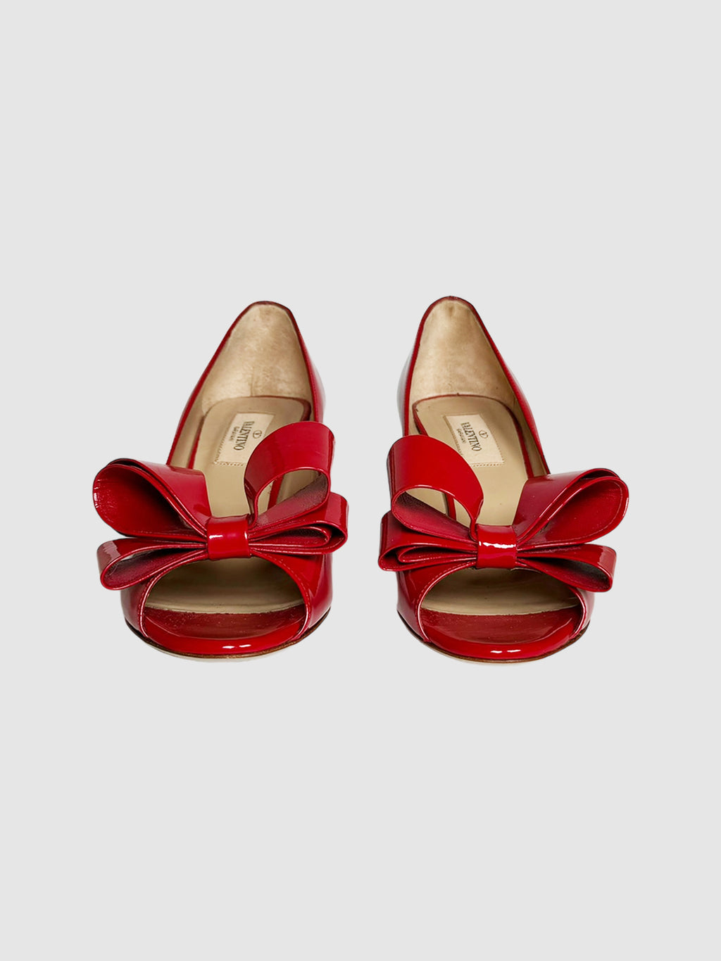 Valentino Red Patent Leather Bow Pumps, Size 37 Consignment Secondhand Designer Luxury Resale Toronto Trendy