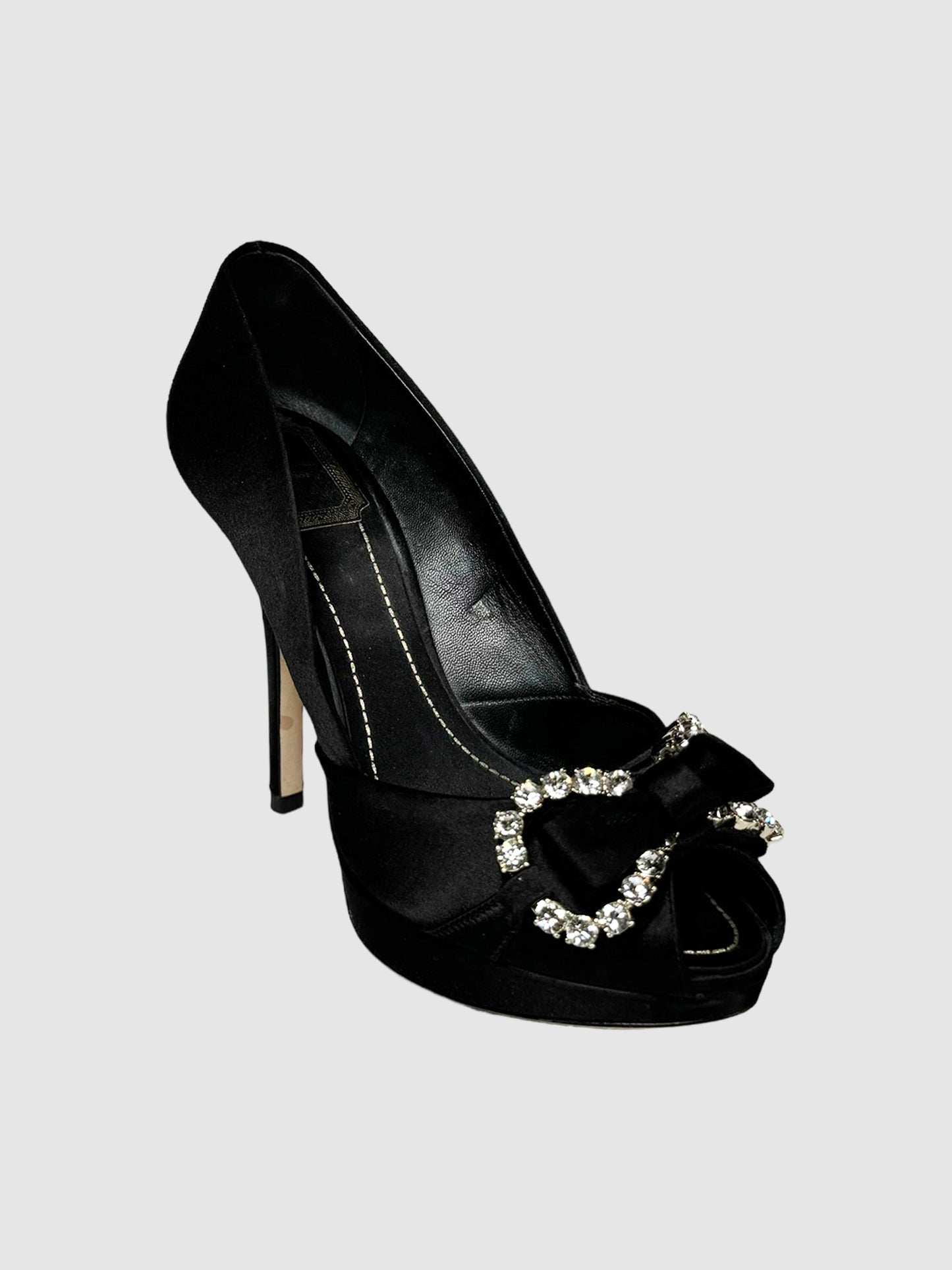 Christian Dior Rhinestone Bow Black Pumps Size 36 Consignment Secondhand Designer Luxury Resale Toronto Trendy