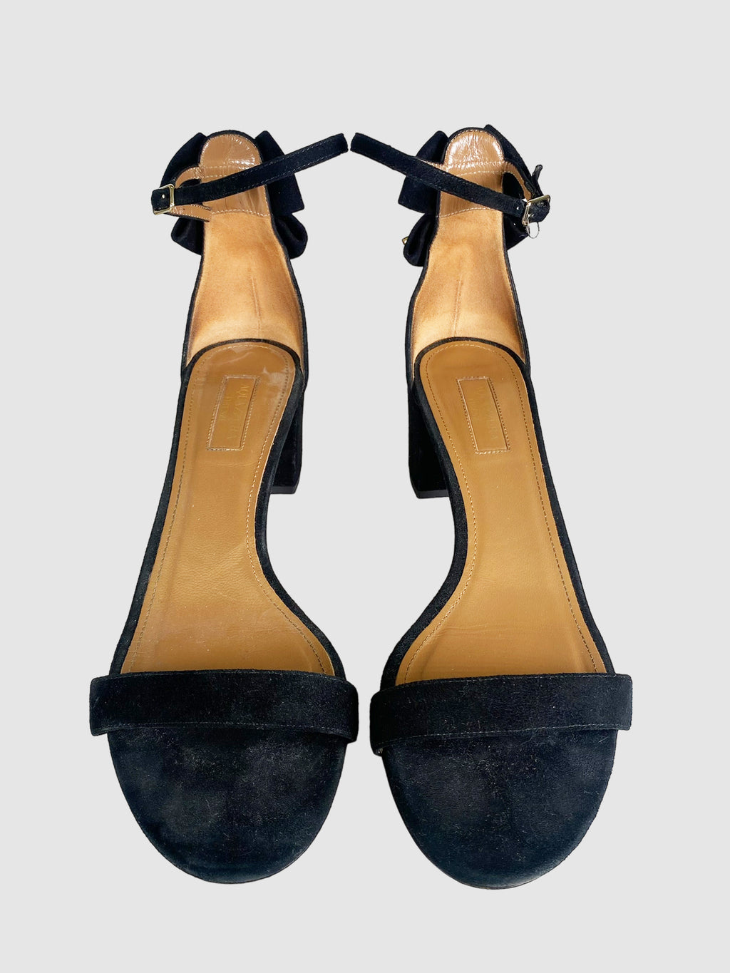 Suede Studded Bow Heel Sandals - Size 41