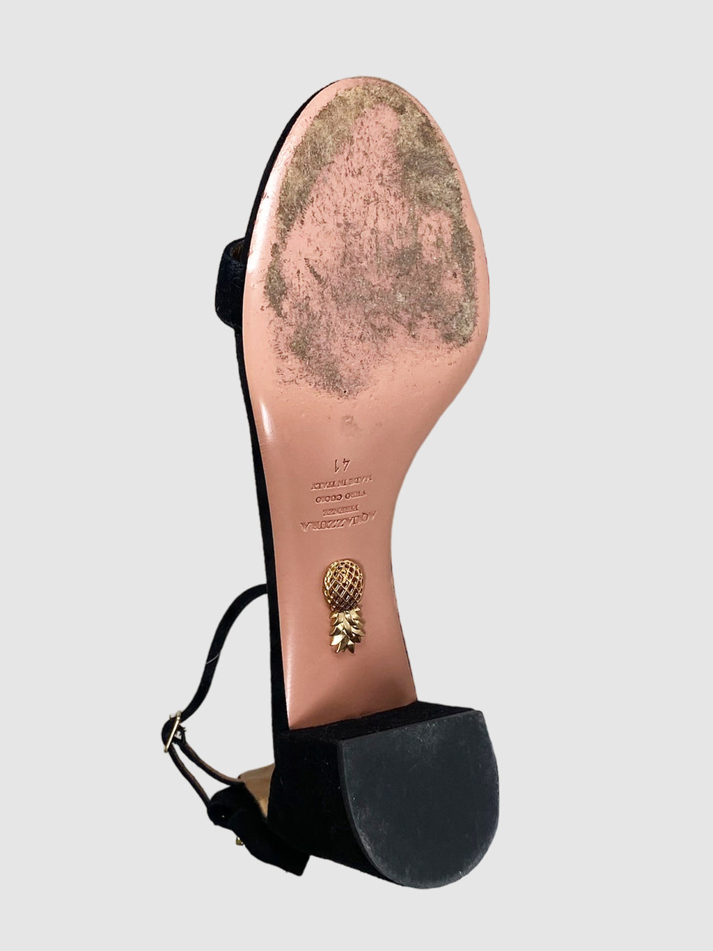 Suede Studded Bow Heel Sandals - Size 41