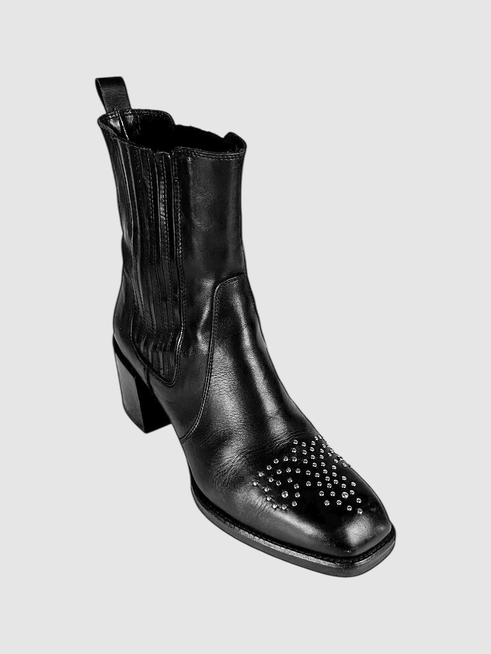 Studded Heeled Ankle Boots - Size 38
