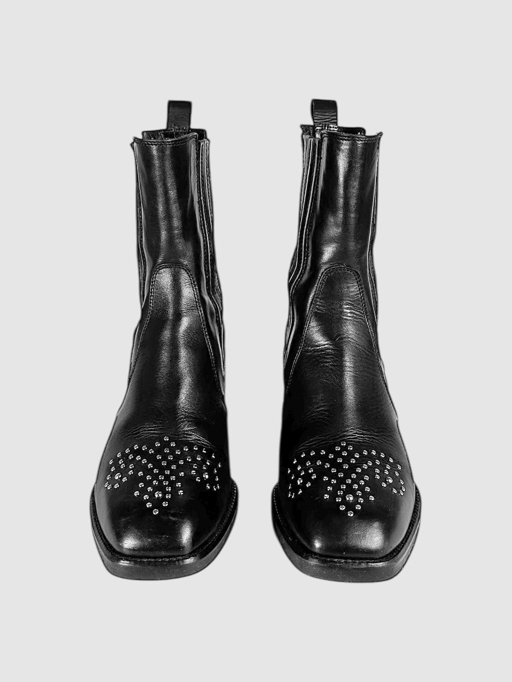 Studded Heeled Ankle Boots - Size 38