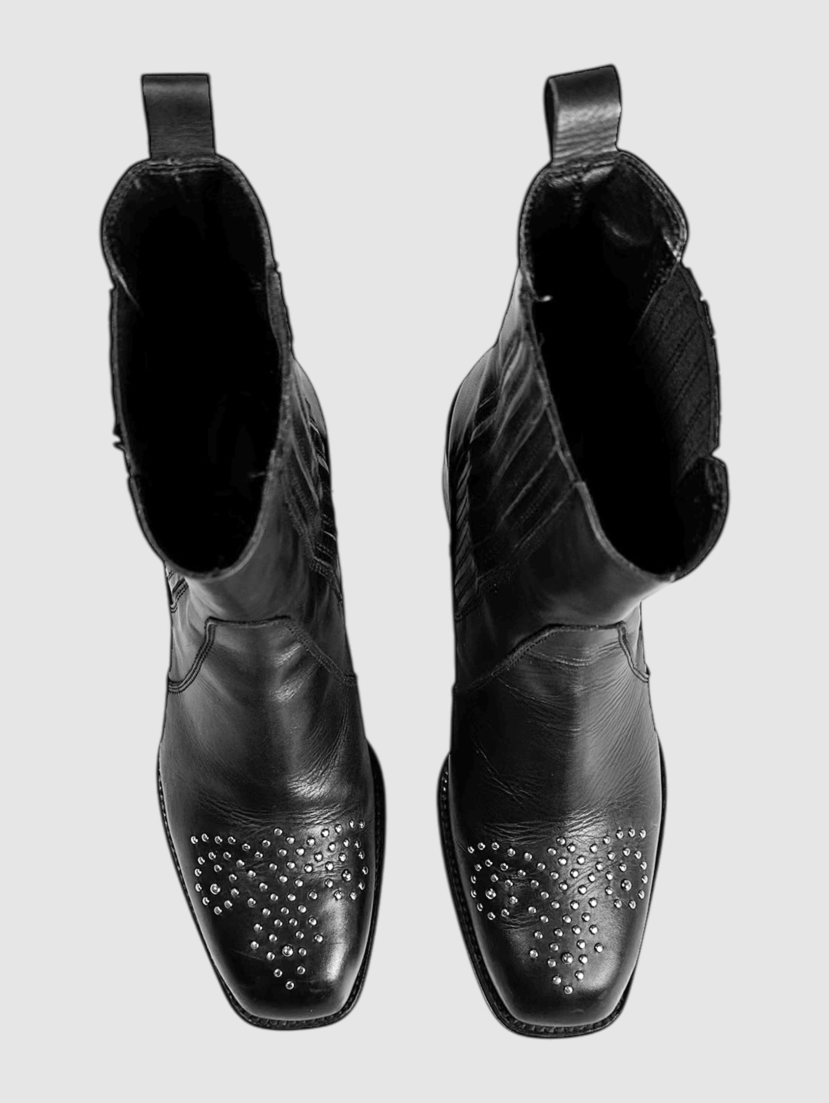 Studded Heeled Ankle Boots - Size 38