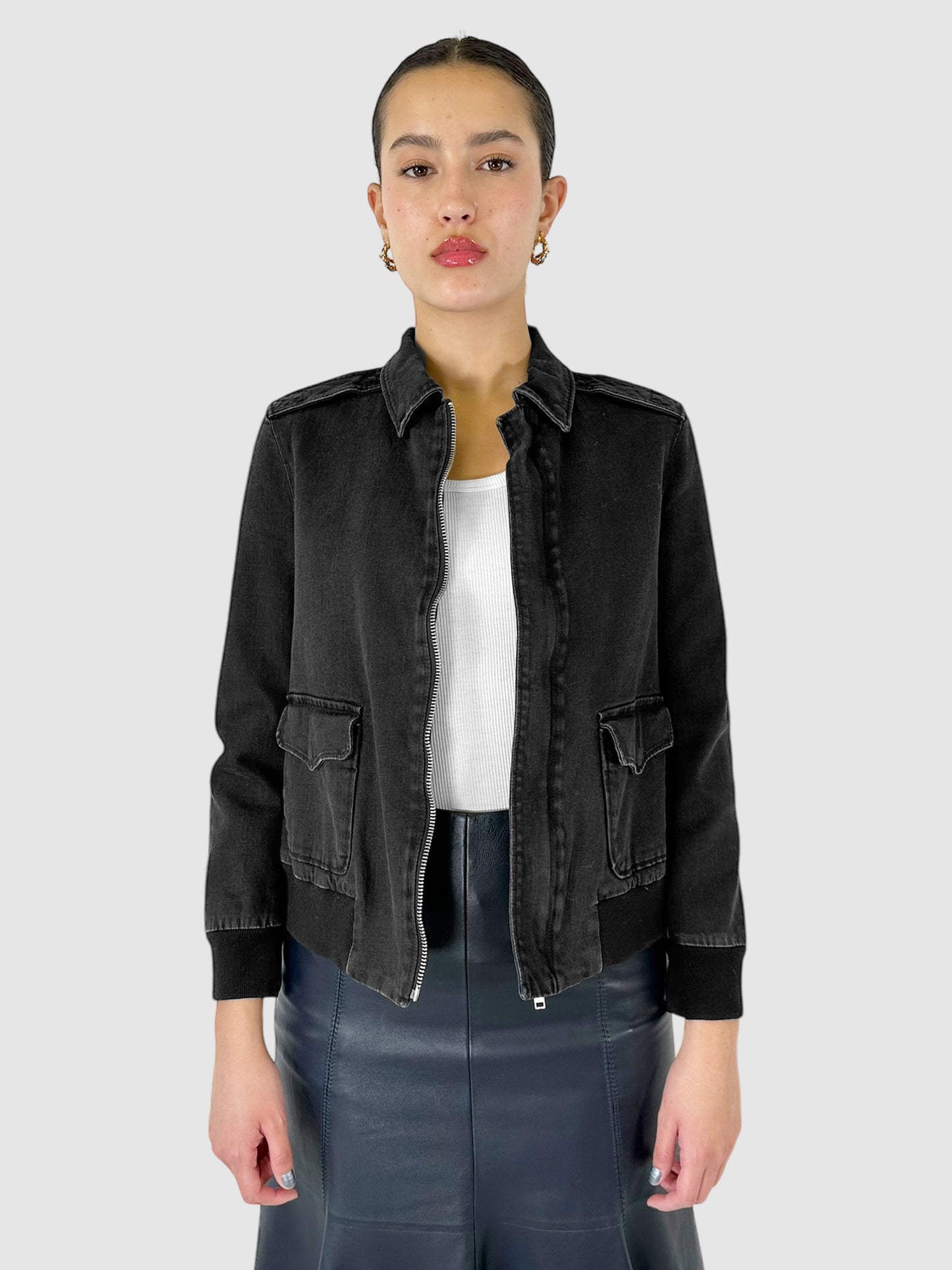 Denim Zip-Up Jacket - Size S