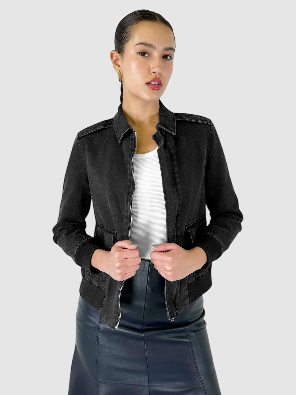 Denim Zip-Up Jacket - Size S