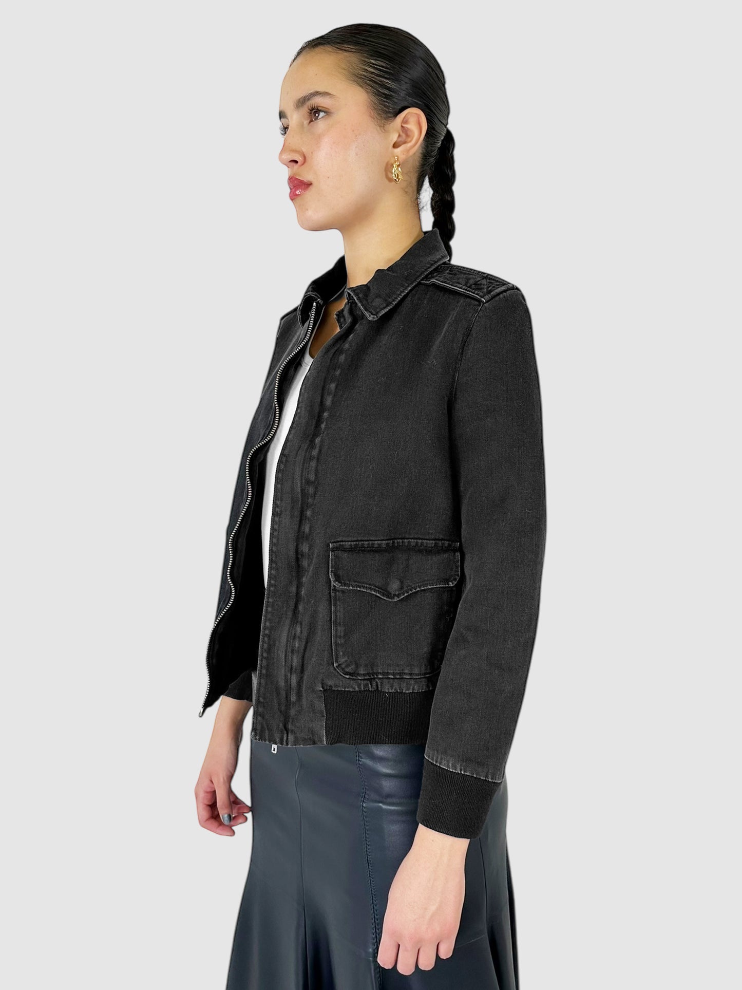 Denim Zip-Up Jacket - Size S