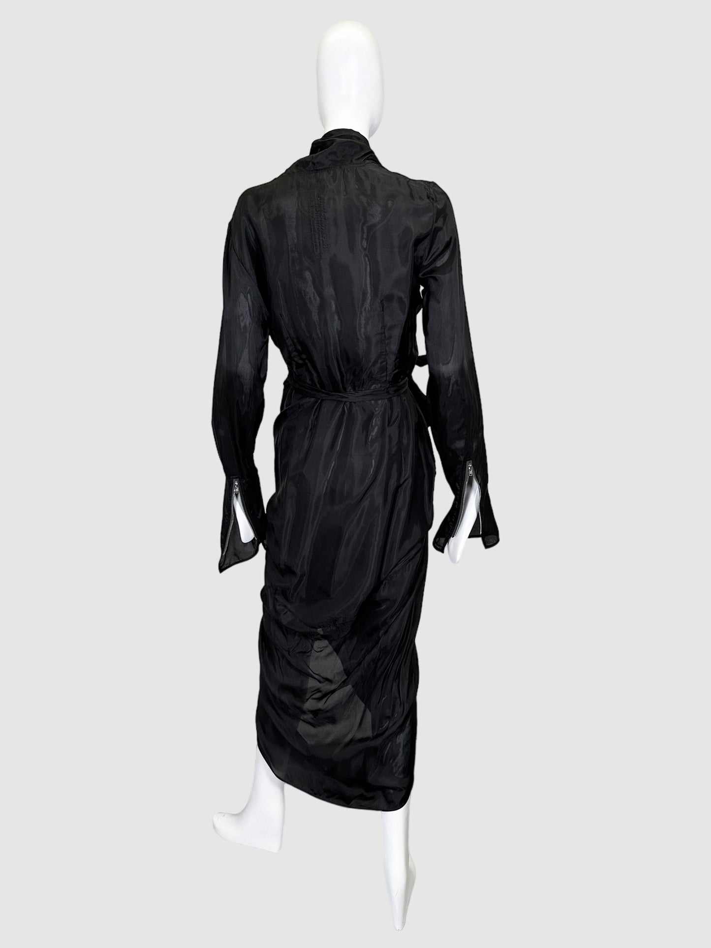 Rick Owens Satin Wrap Midi Dress - Size 48