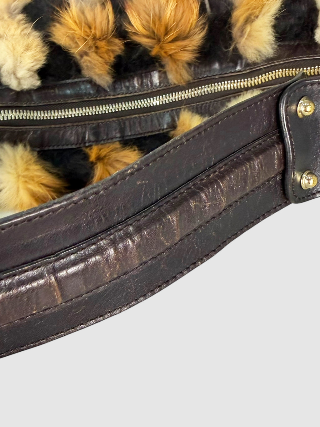 Fur Striped Hobo Bag