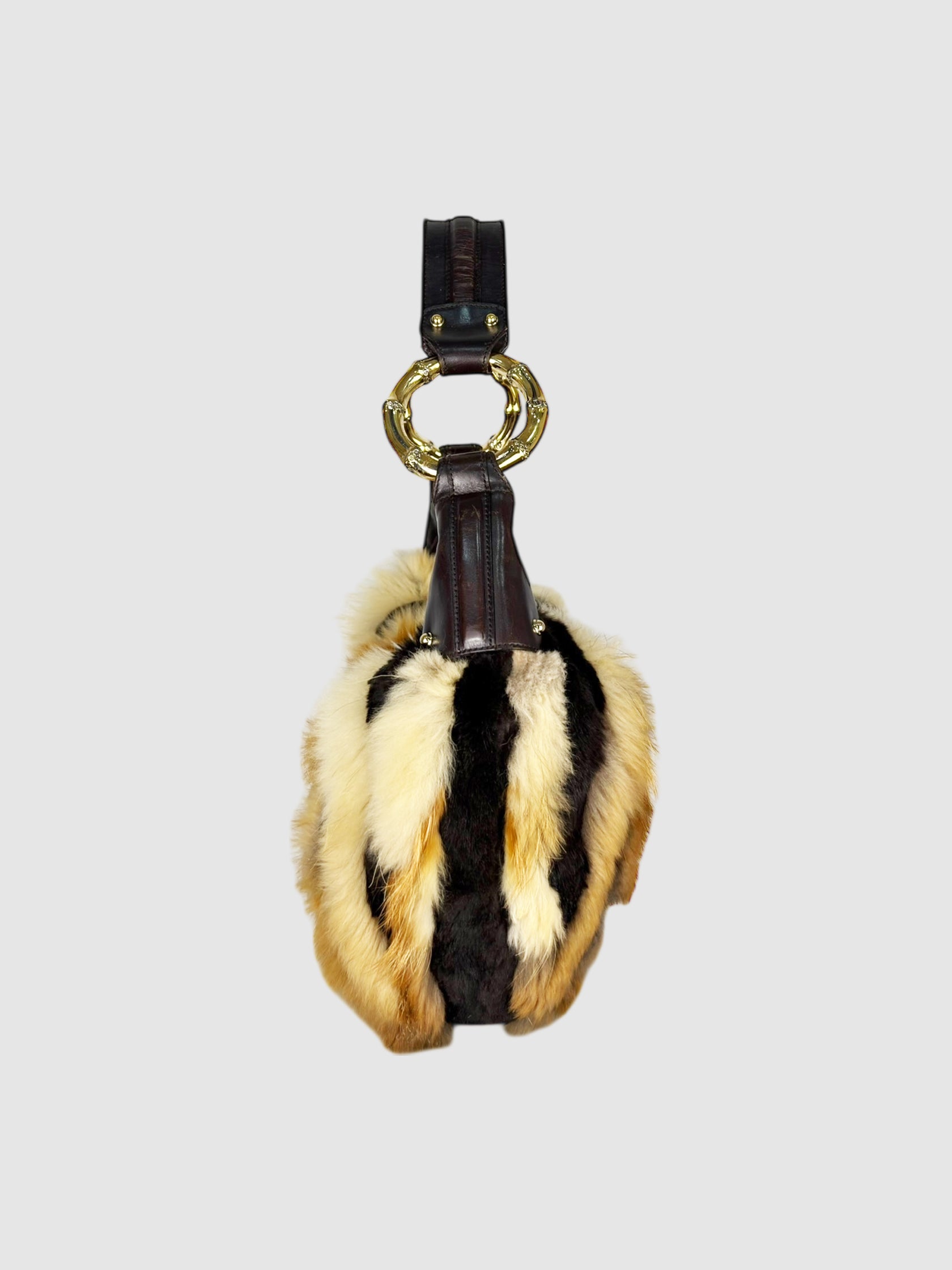 Fur Striped Hobo Bag