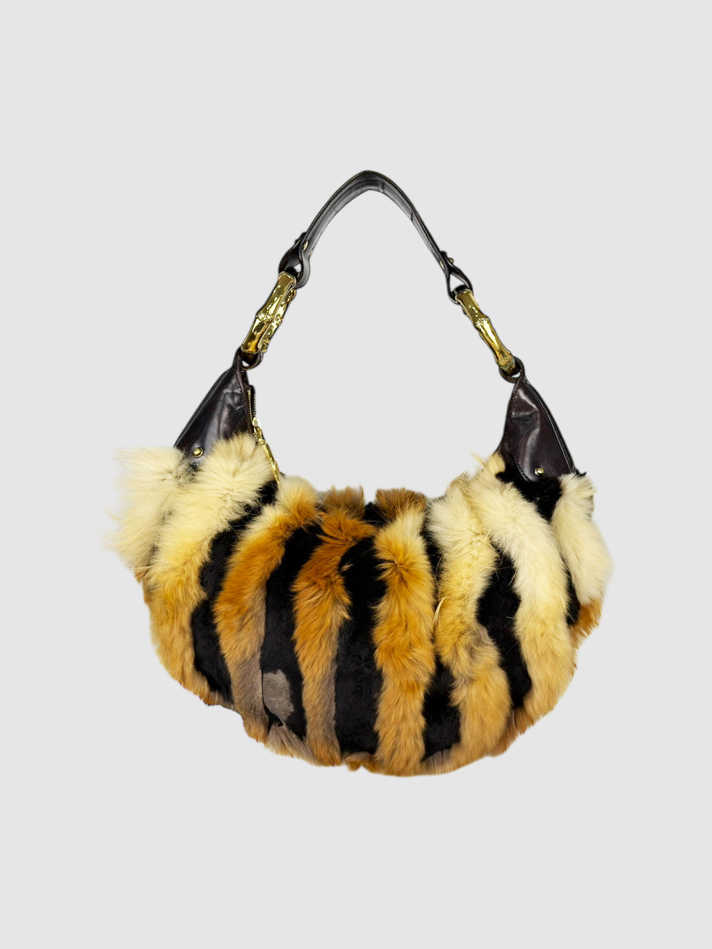 Fur Striped Hobo Bag