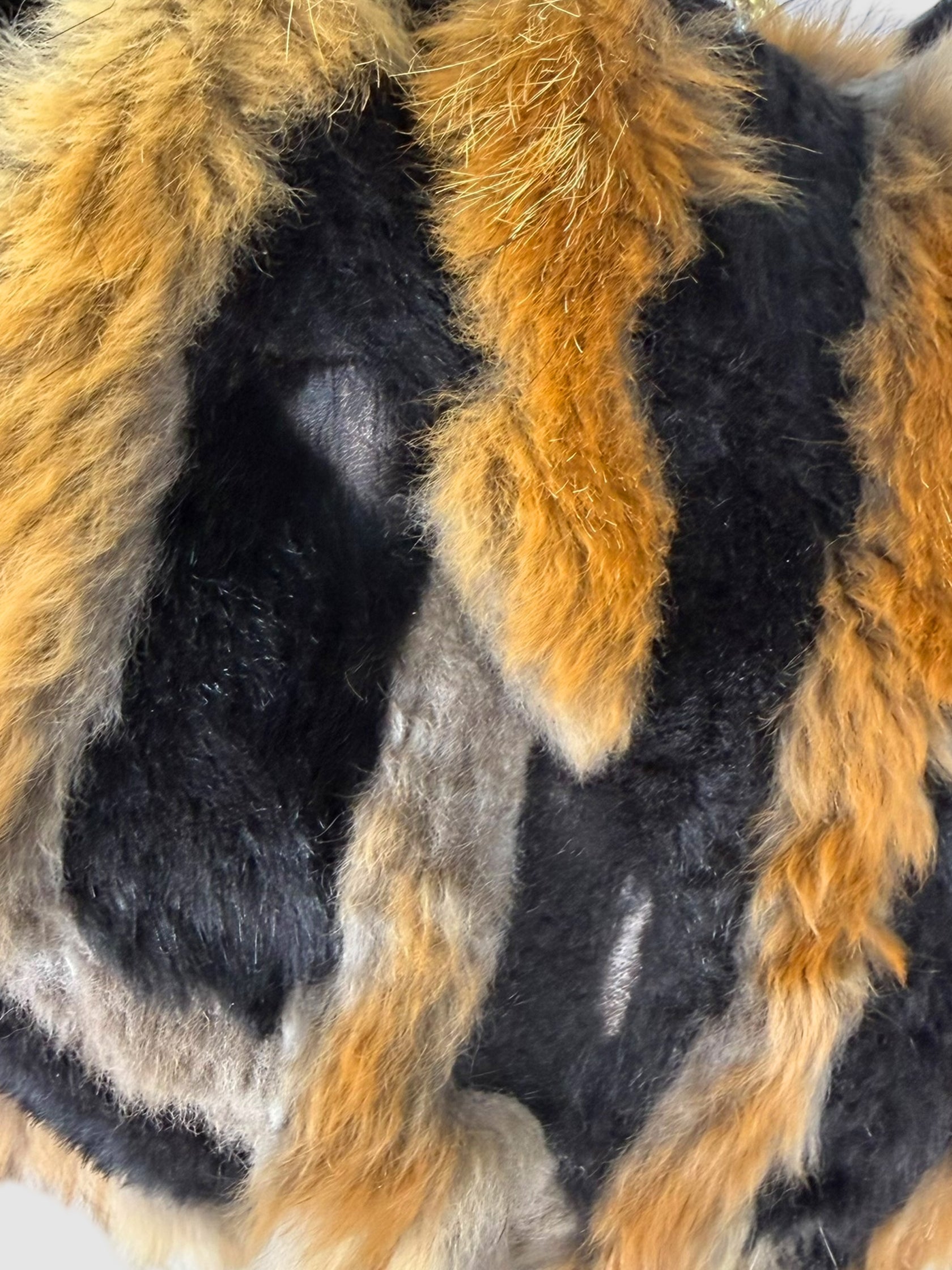 Fur Striped Hobo Bag