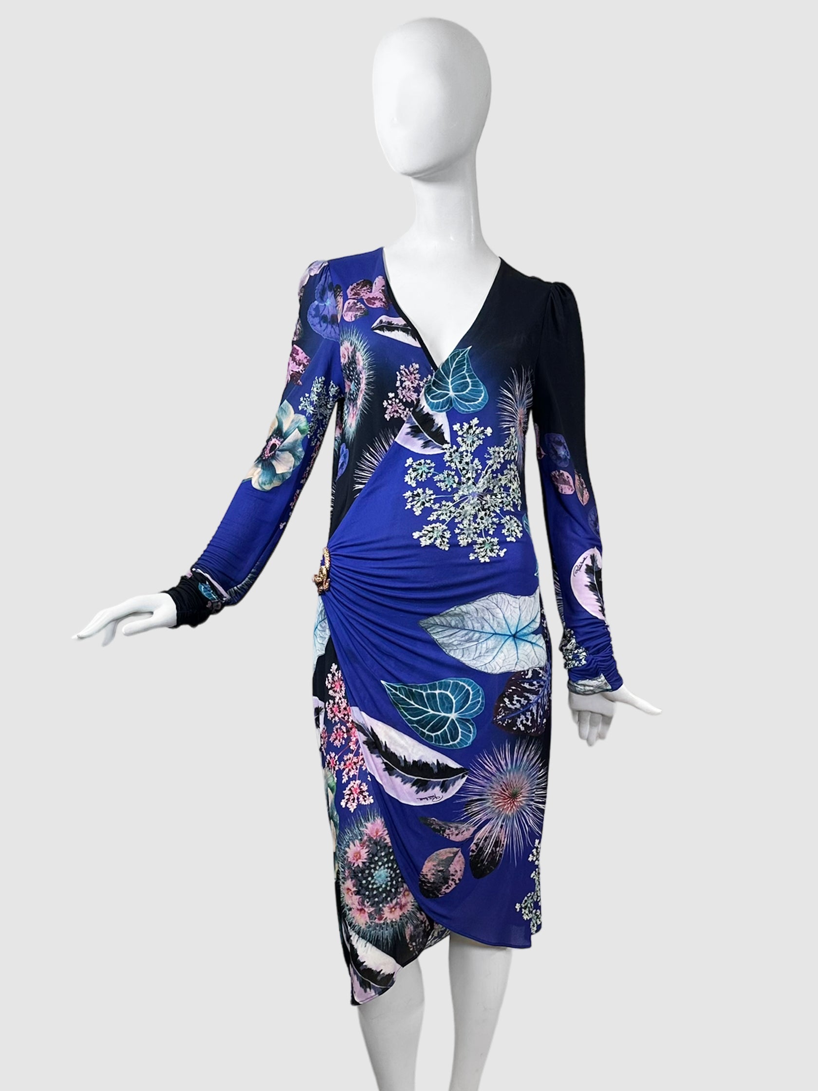 Roberto Cavalli Printed Wrap-Like Dress - Size 46 (L)