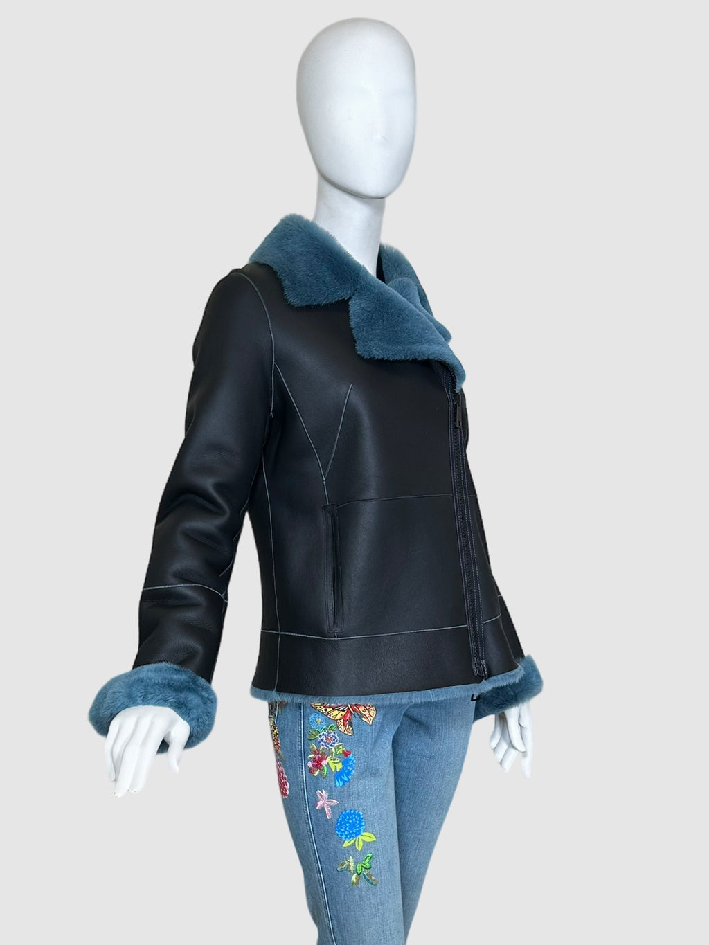 Shearling Moto Jacket - Size 6