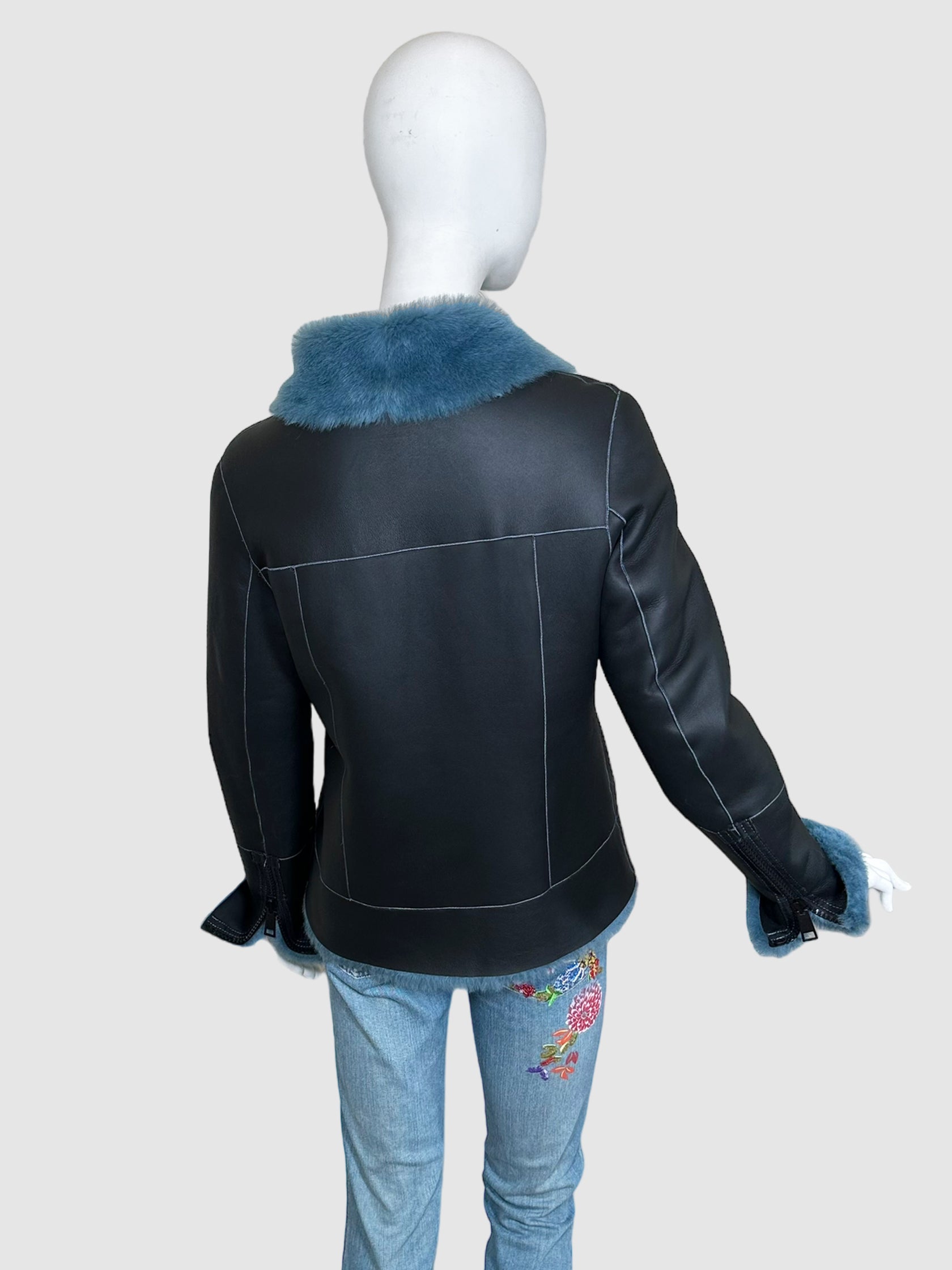 Shearling Moto Jacket - Size 6