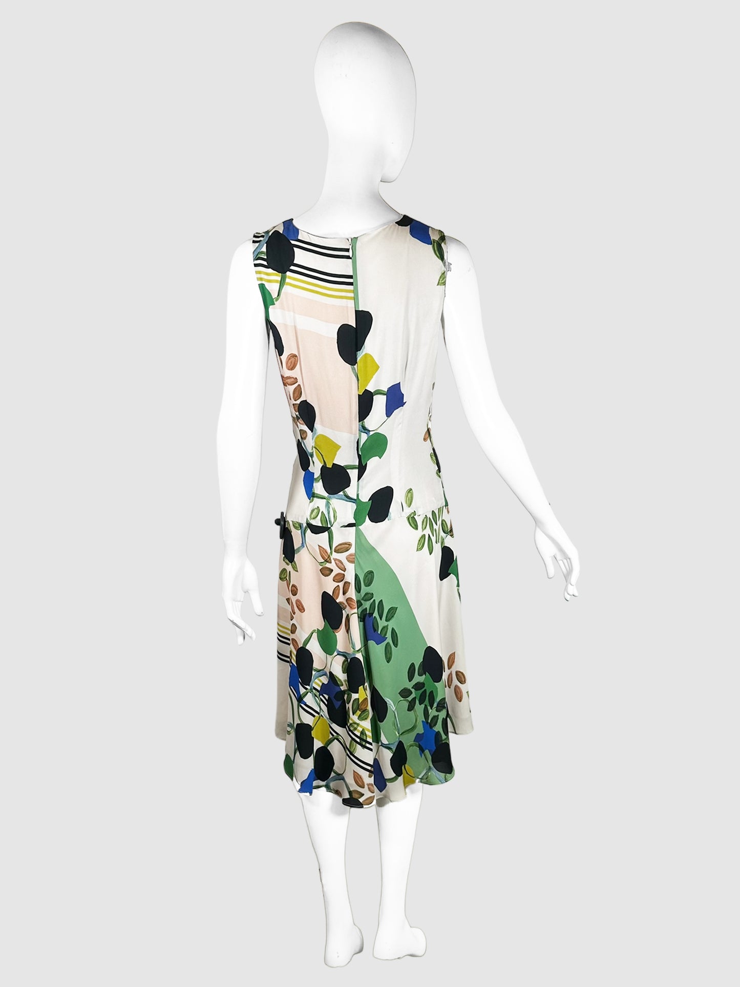 Sleeveless Patterned Midi Dress - Size 6