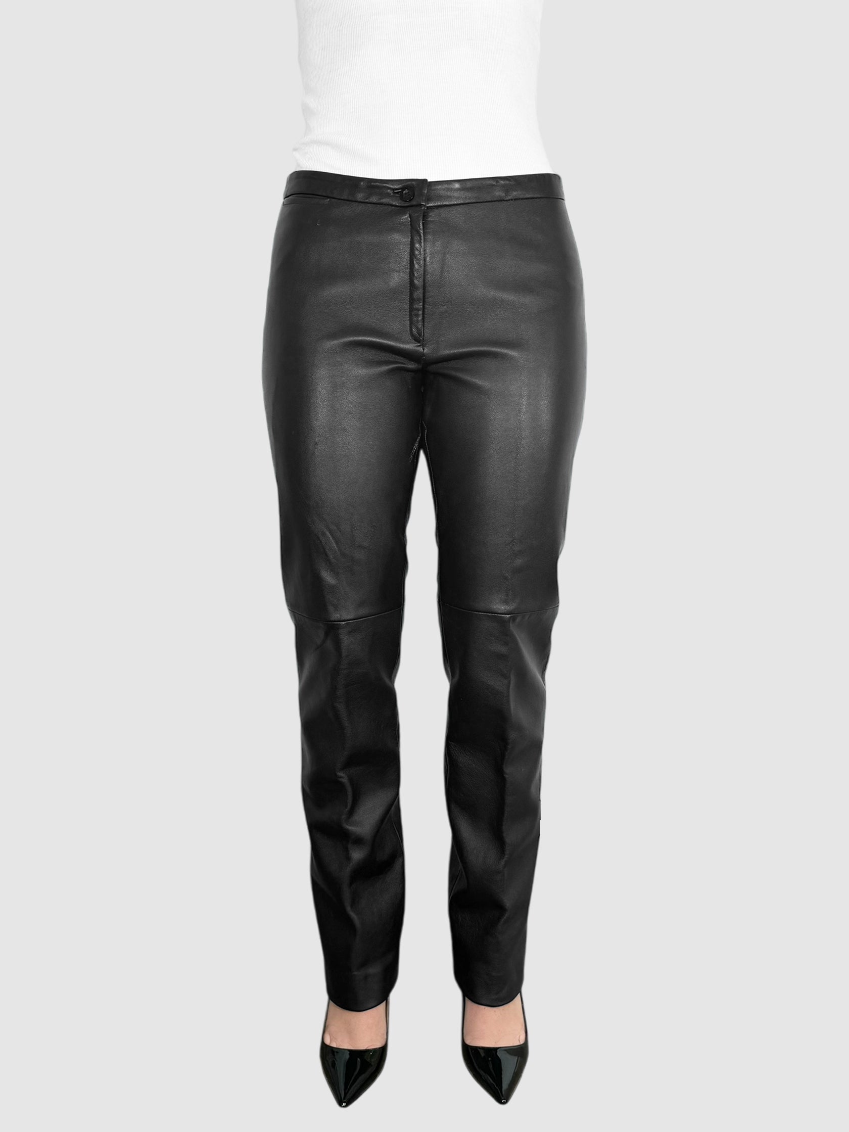 Leather Straight Leg Pants - Size 6