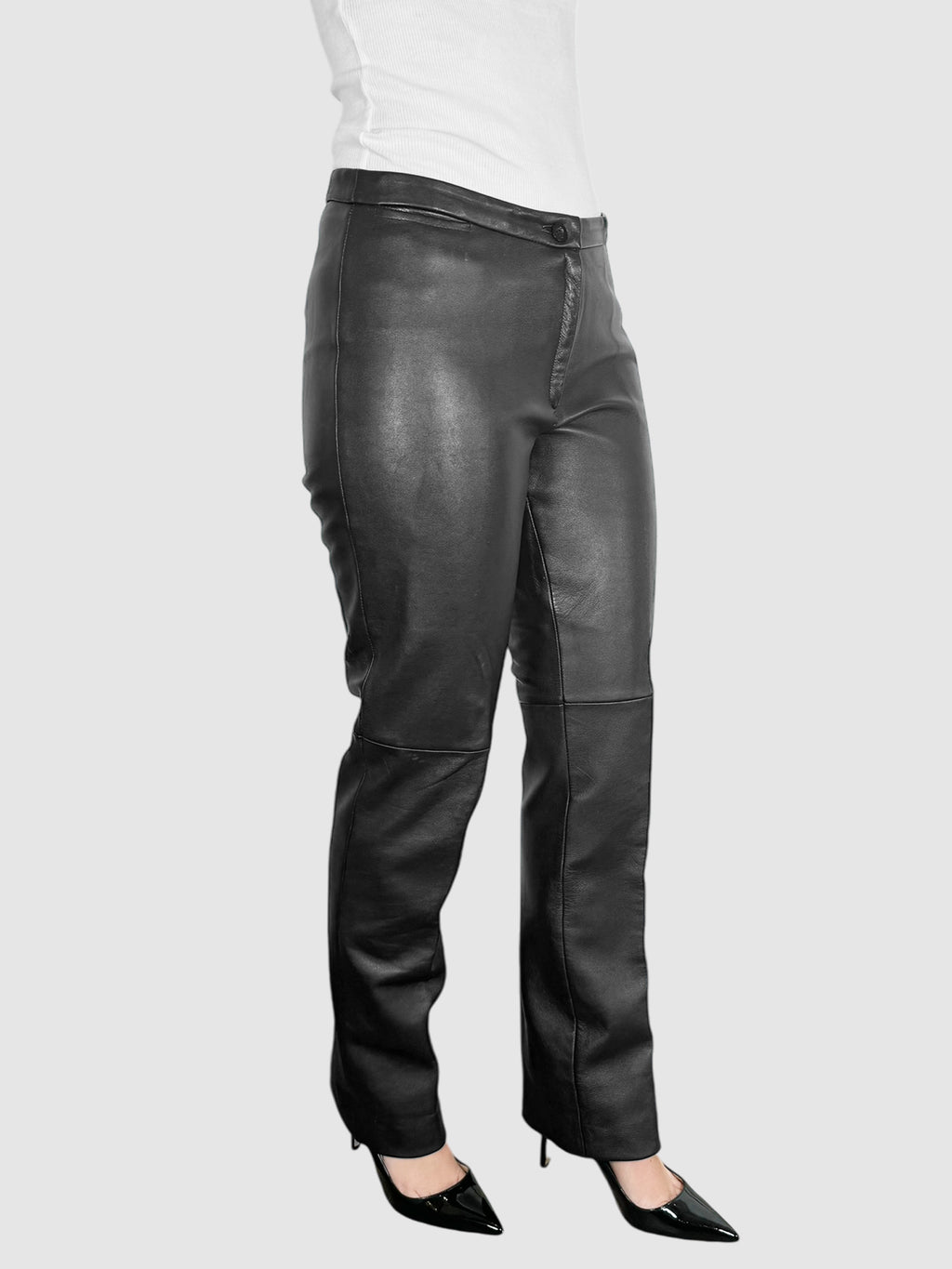 Leather Straight Leg Pants - Size 6