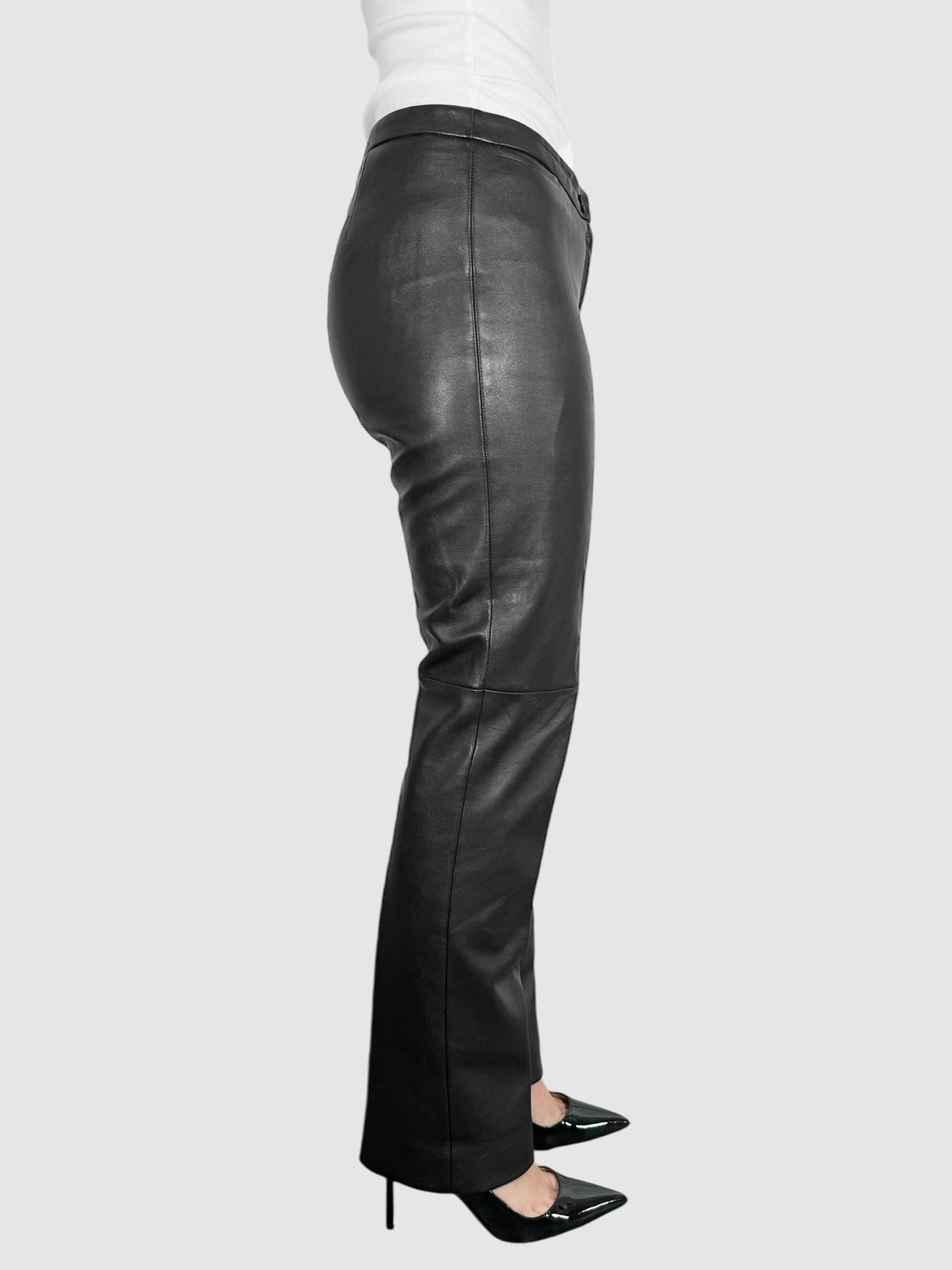 Leather Straight Leg Pants - Size 6