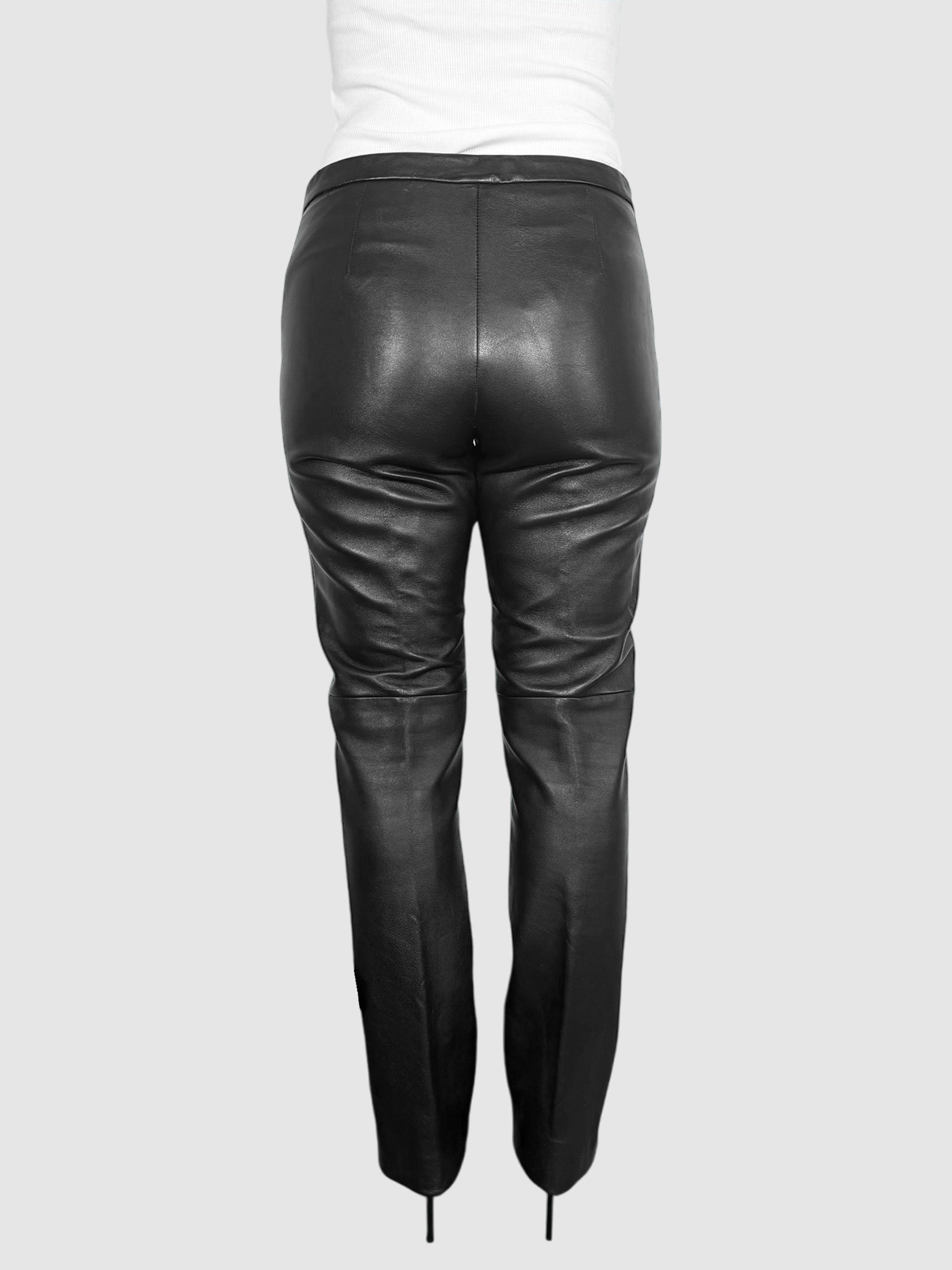 Leather Straight Leg Pants - Size 6