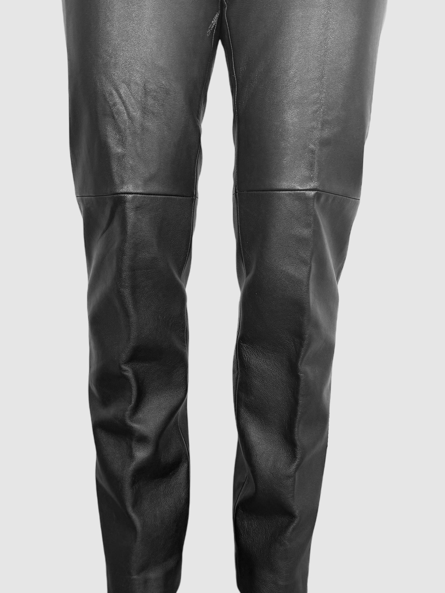 Leather Straight Leg Pants - Size 6