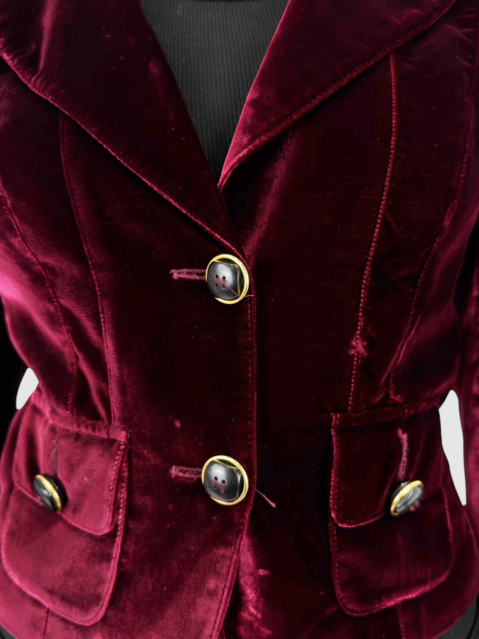 Velvet Single-Breasted Blazer