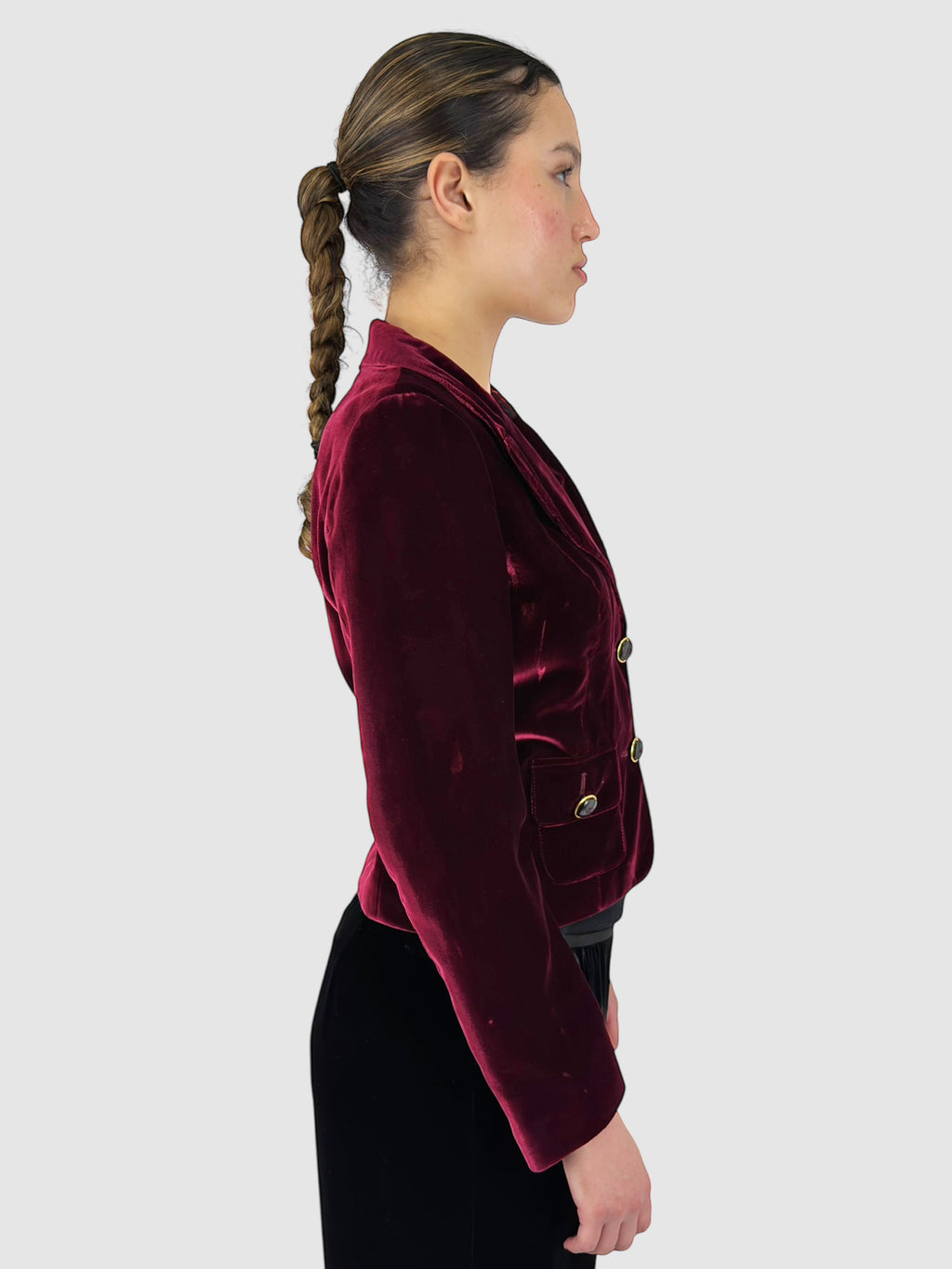 Velvet Single-Breasted Blazer