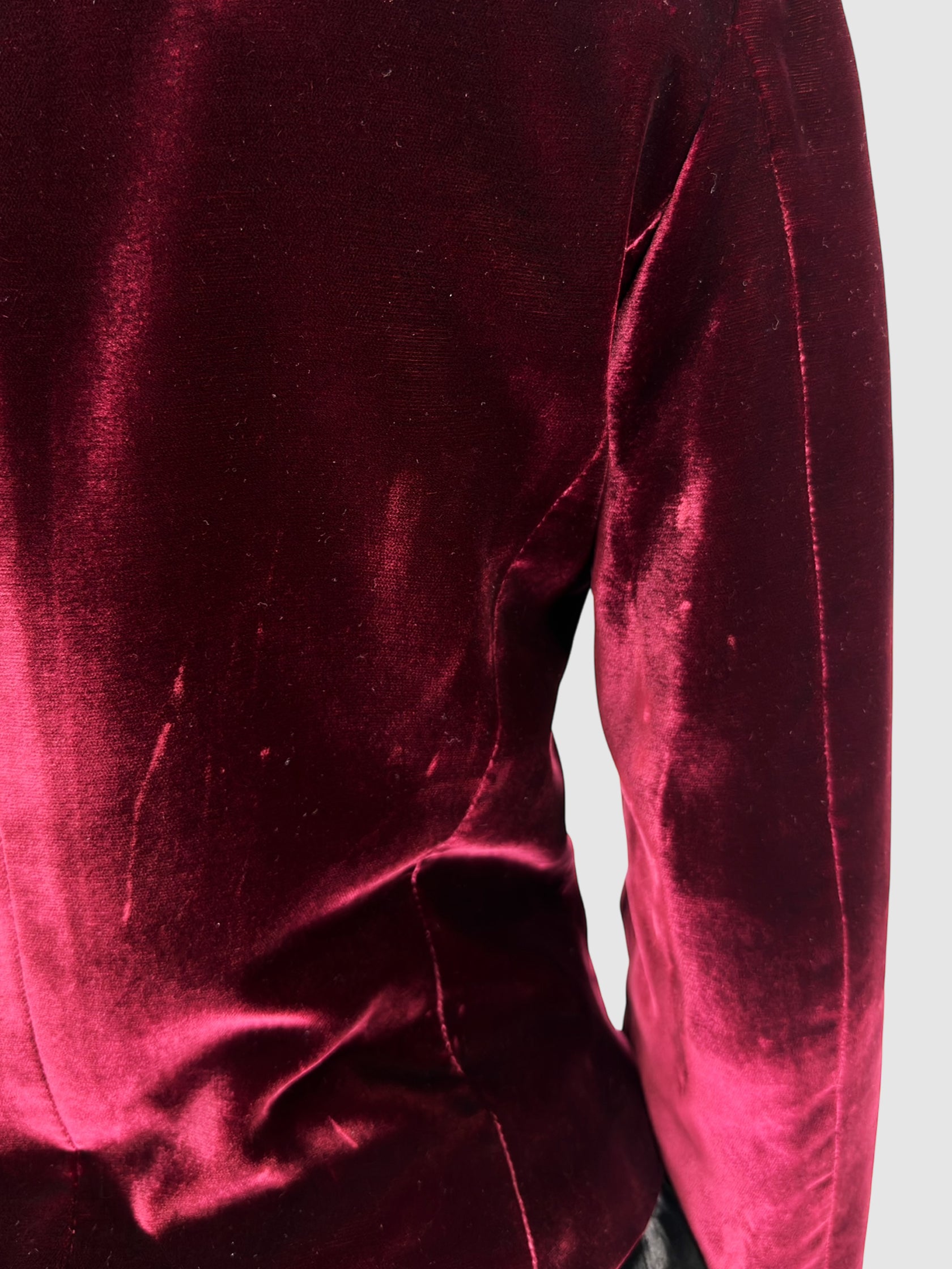 Velvet Single-Breasted Blazer