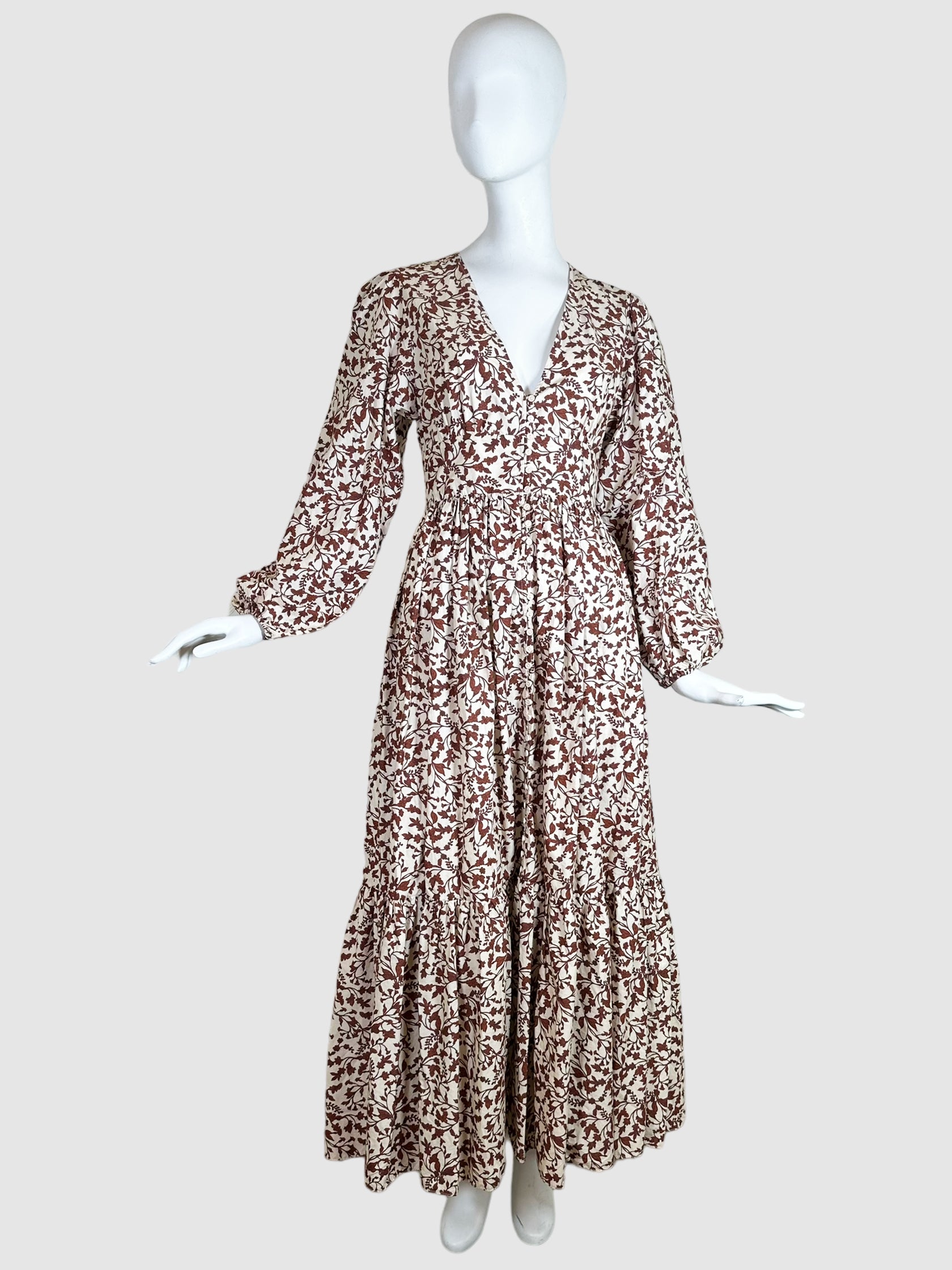 Maxi Cotton Floral Print Dress - Size 4