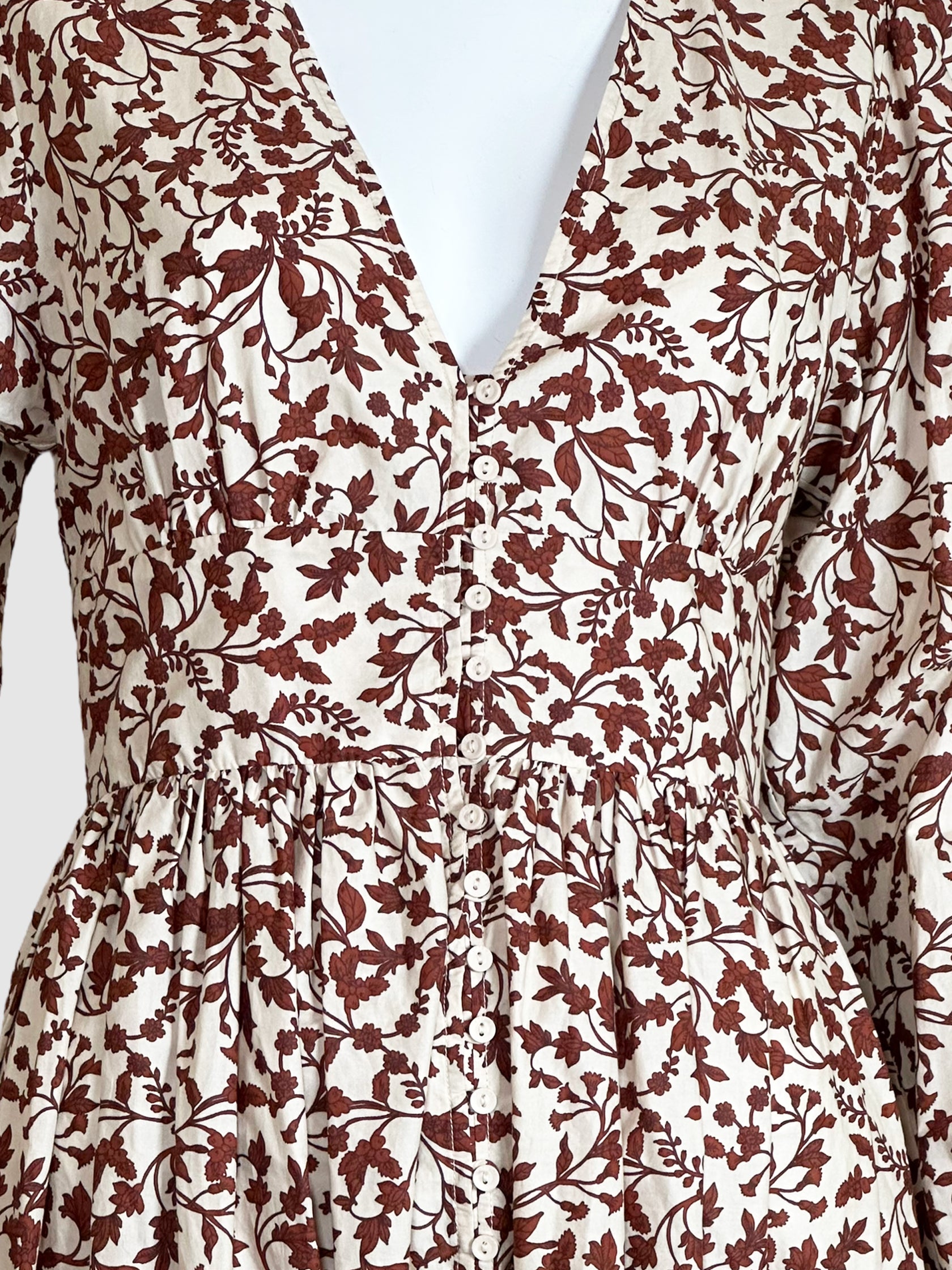Maxi Cotton Floral Print Dress - Size 4