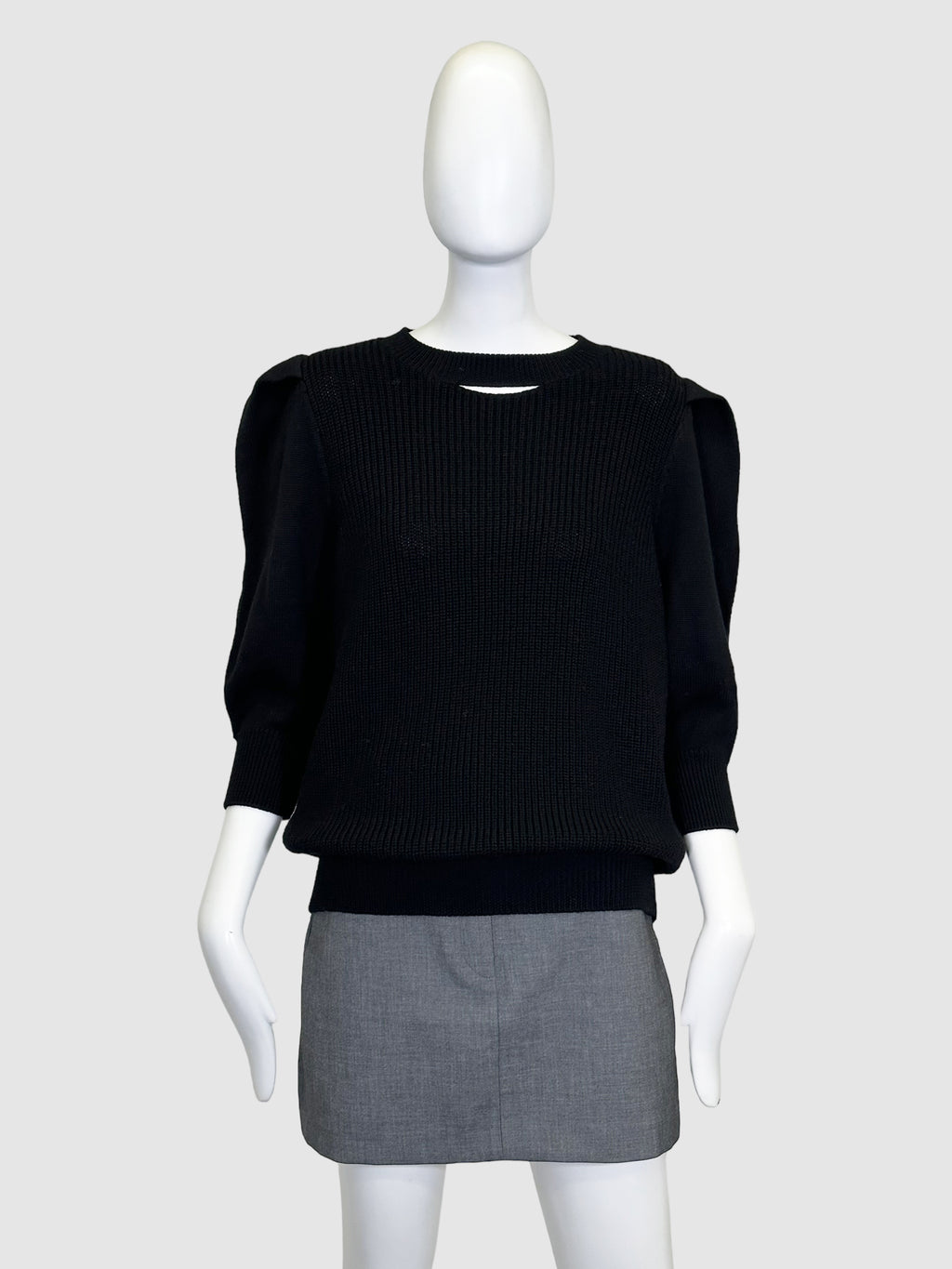 Riani Ribbed Puff-Shoulder Sweater - Size 12
