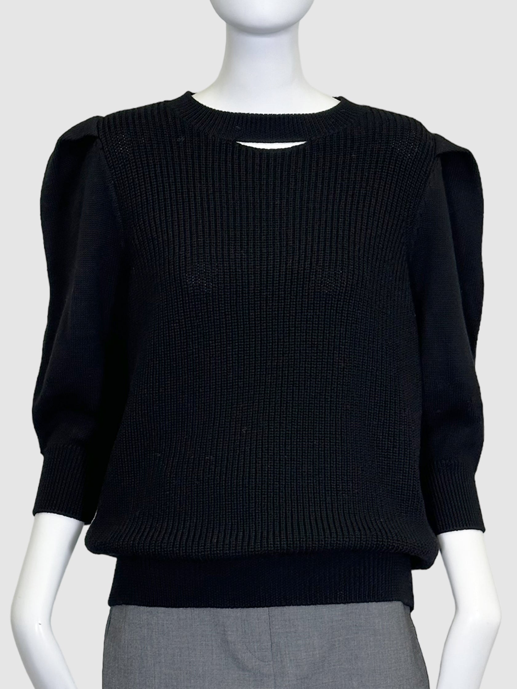 Riani Ribbed Puff-Shoulder Sweater - Size 12