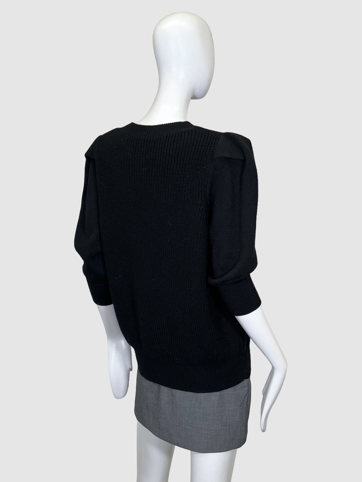 Riani Ribbed Puff-Shoulder Sweater - Size 12