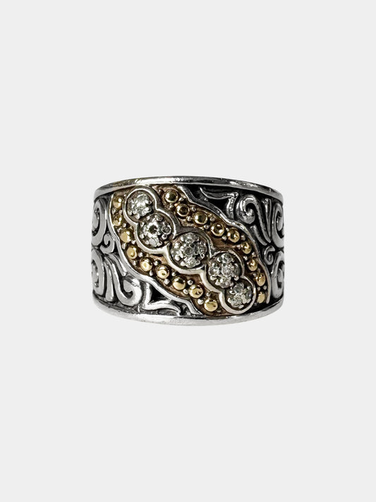 Diamond Bali Scroll Ring