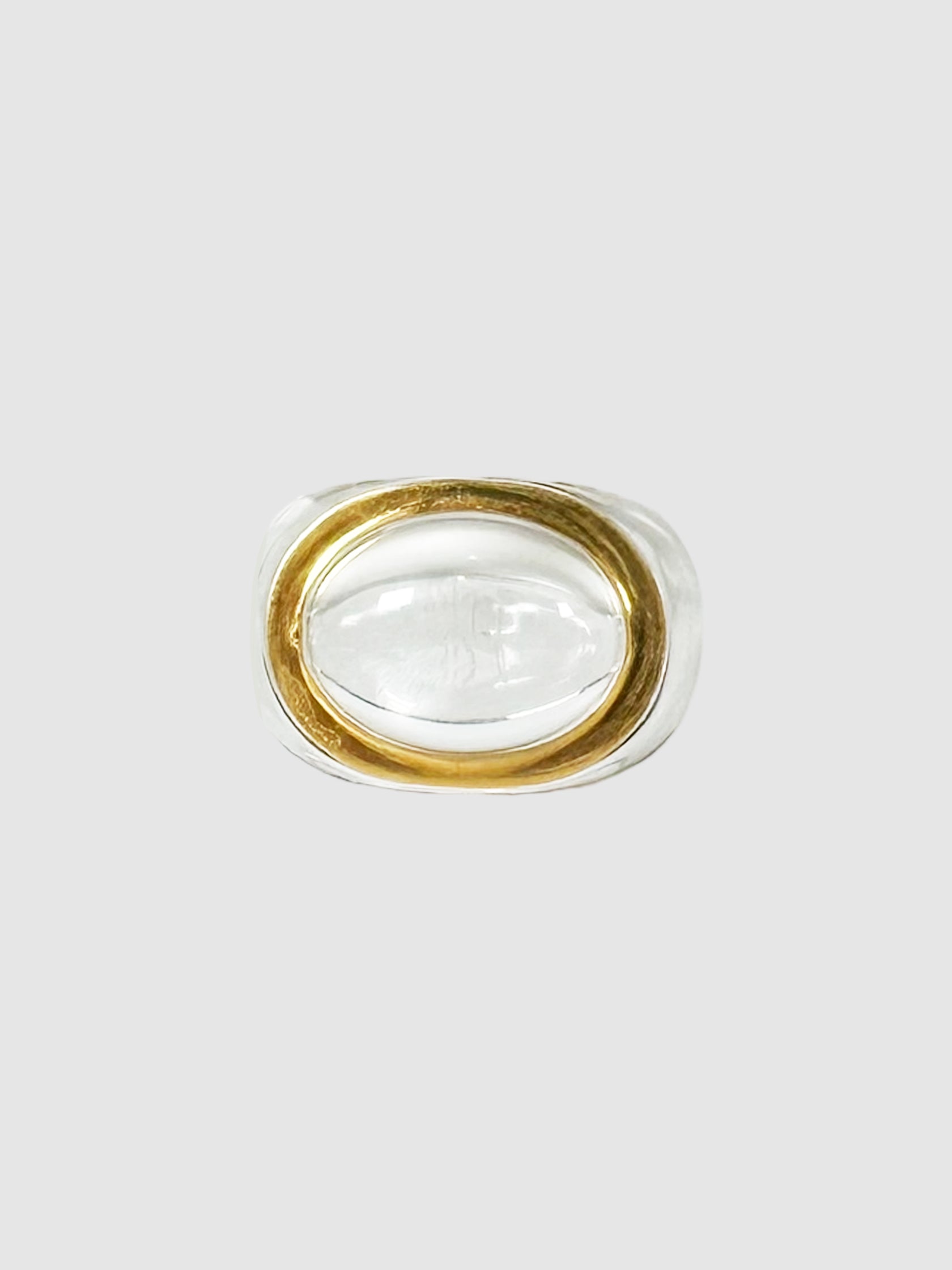 Baccarat Transparent Crystal Ring with Gold-Tone Outline Consignment Secondhand Designer Luxury Resale Toronto Trendy