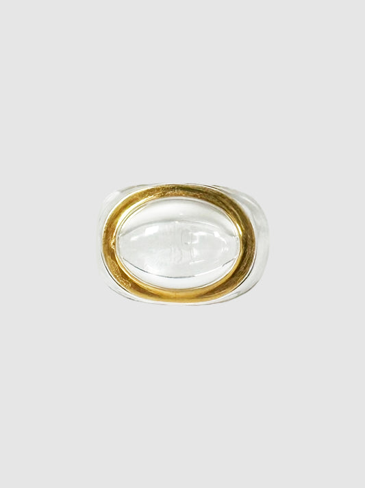 Baccarat Transparent Crystal Ring with Gold-Tone Outline Consignment Secondhand Designer Luxury Resale Toronto Trendy