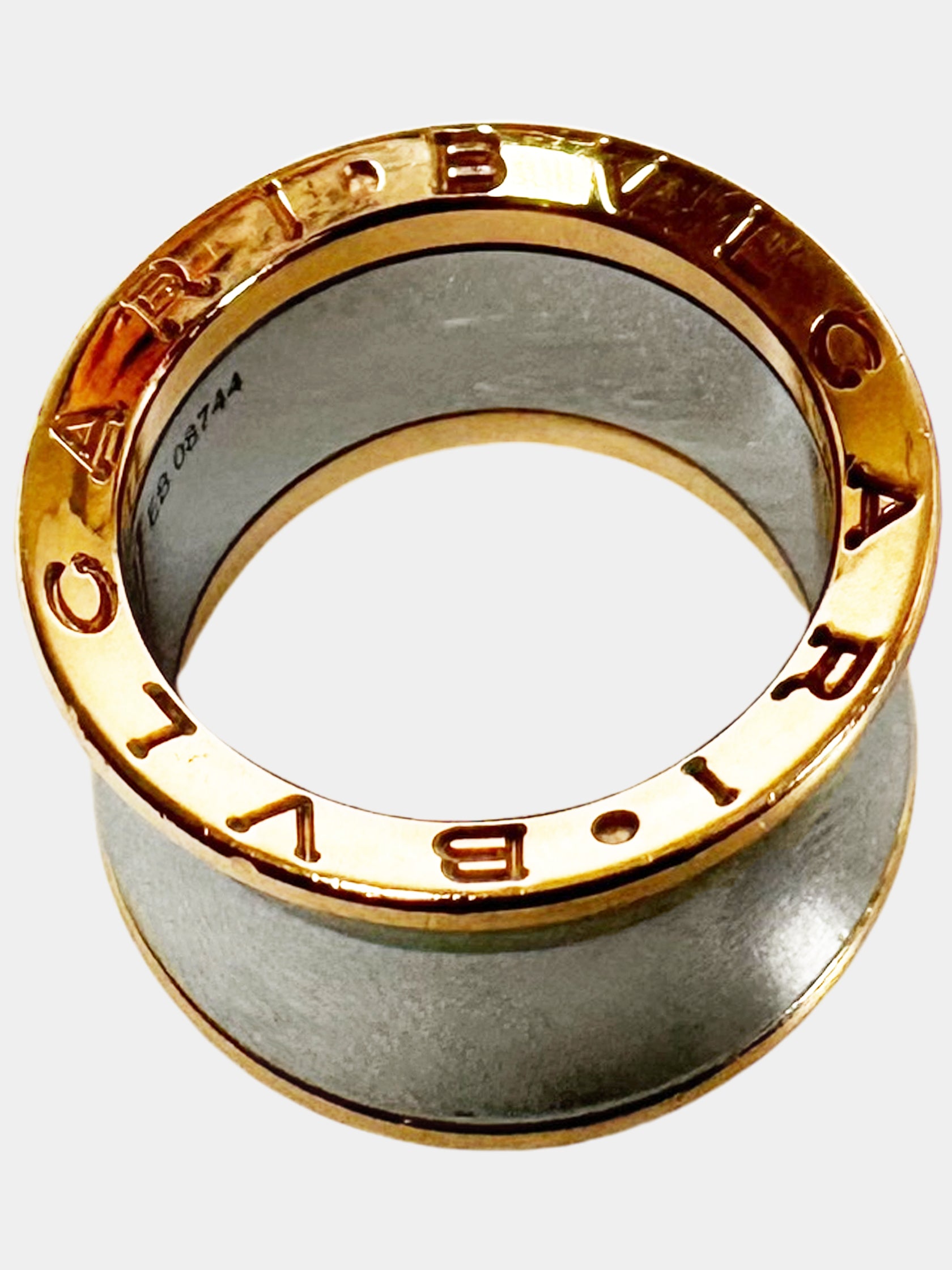 Bvlgari B.Zero1 Anish Kapoor Rose Gold and Steel Band Ring, Size 5.5 Luxury Designer Resale Consignment Toronto