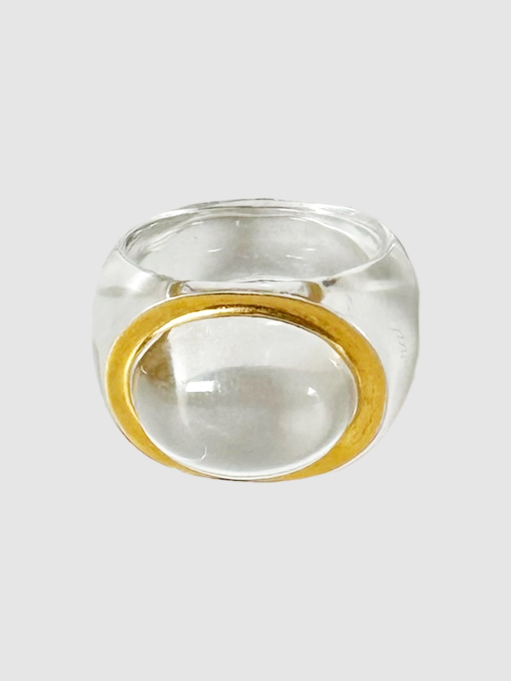Baccarat Transparent Crystal Ring with Gold-Tone Outline Consignment Secondhand Designer Luxury Resale Toronto Trendy