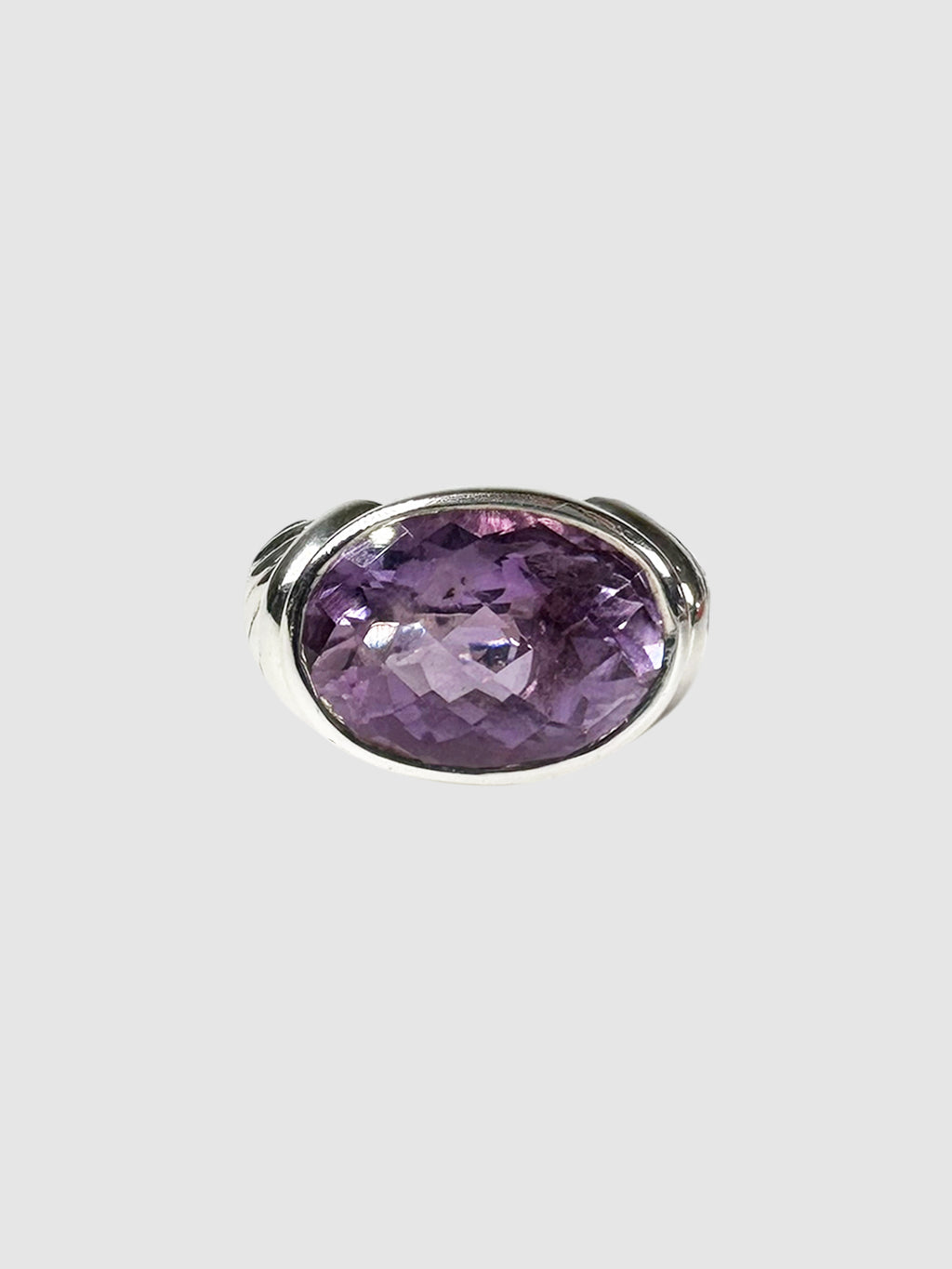 David Yurman Sterling Silver Oval Amethyst Ring Luxury Designer Resale Consignment Toronto Secondhand