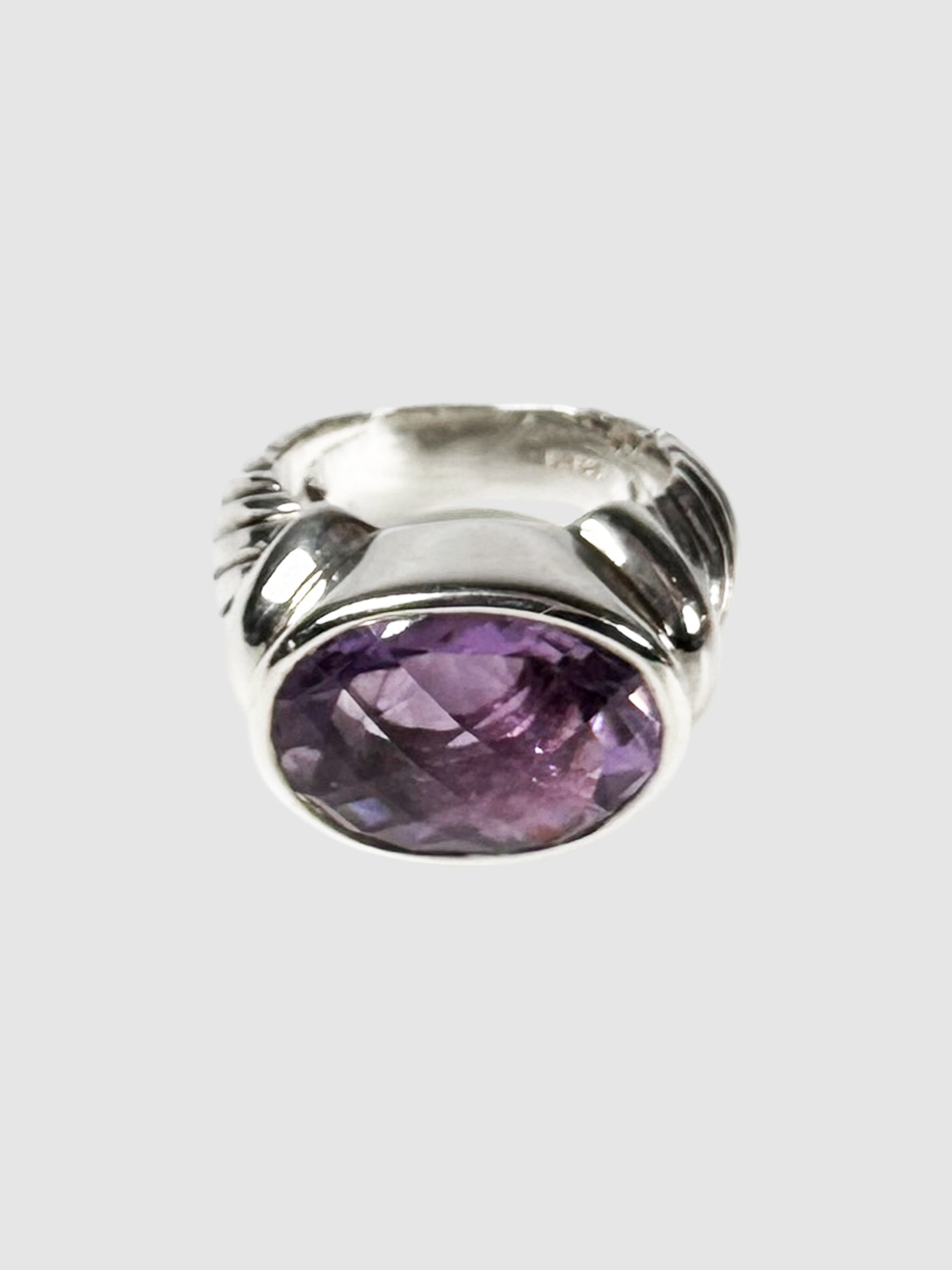 David Yurman Sterling Silver Oval Amethyst Ring Luxury Designer Resale Consignment Toronto Secondhand
