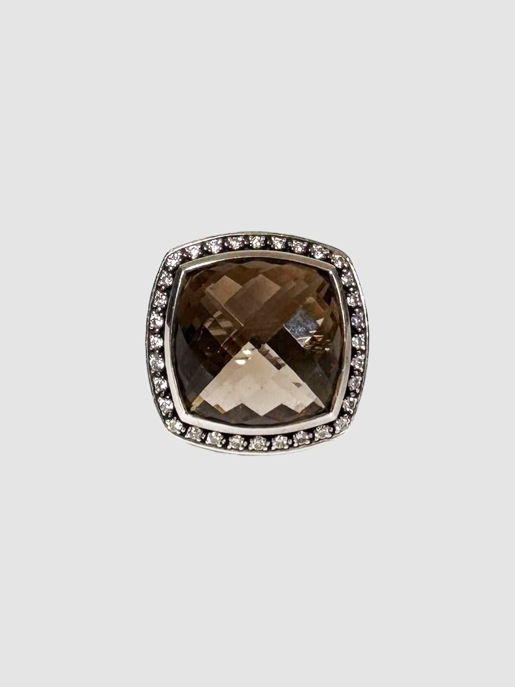 David Yurman Albion Smoky Quartz and Diamonds Square Ring Consignment Secondhand Designer Luxury Resale Toronto Trendy