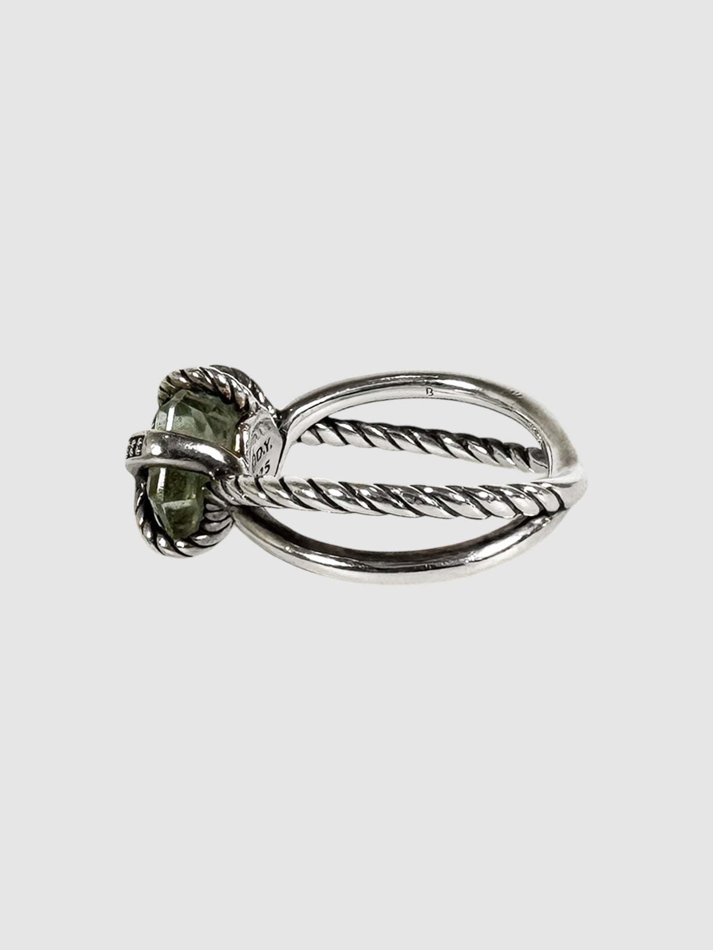 Cable Wrap Diamond Prasiolite Silver Ring