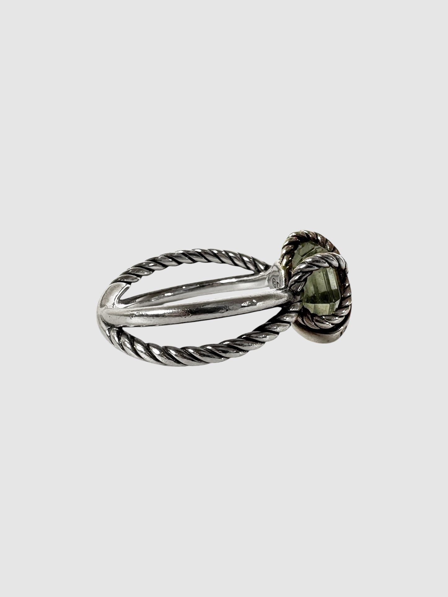 Cable Wrap Diamond Prasiolite Silver Ring